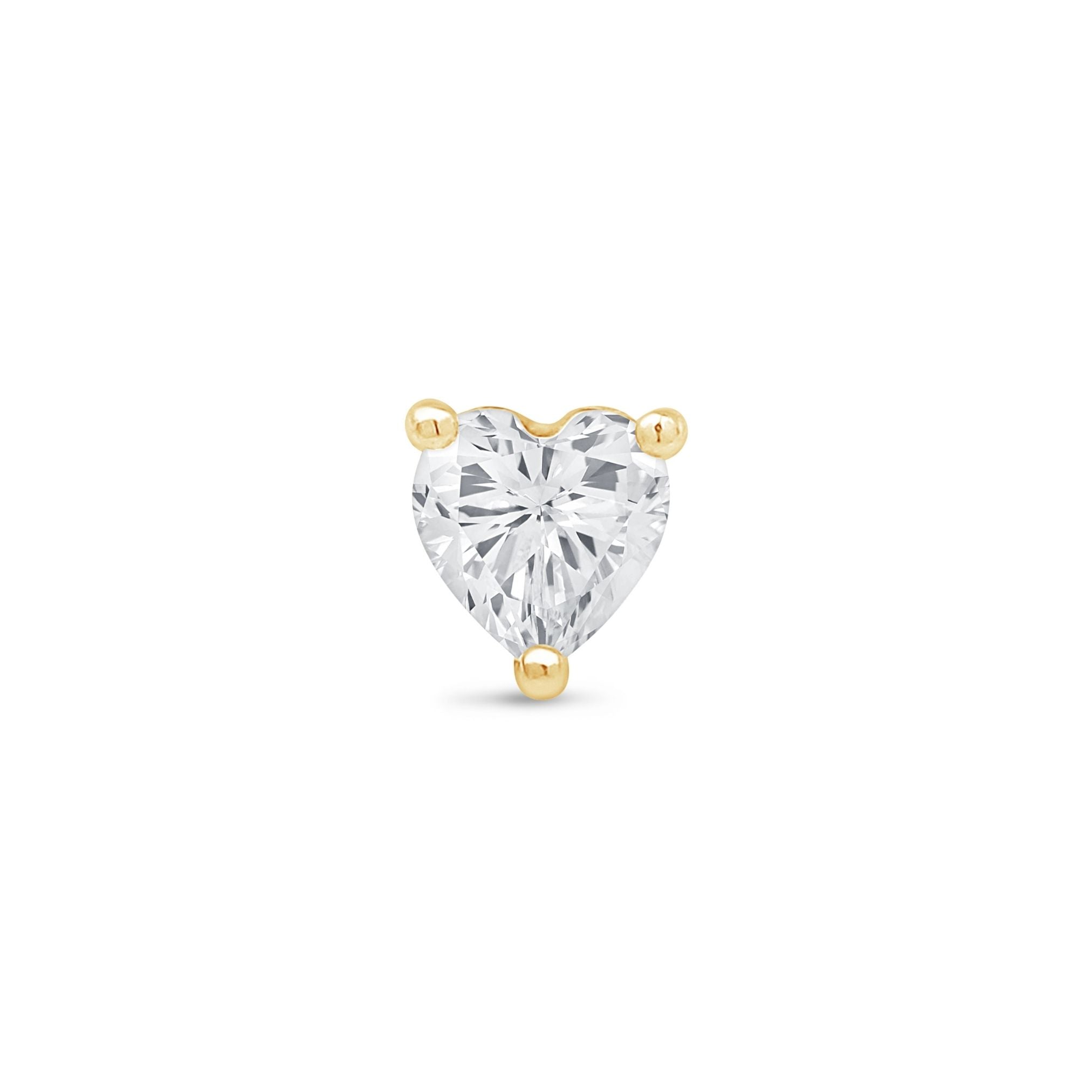 14K Yellow Gold Stone Heart Flat Back Stud Earrings - Minimalist Dainty Jewelry for Women - Perfect for Everyday Wear, Gifts & Special Occasions