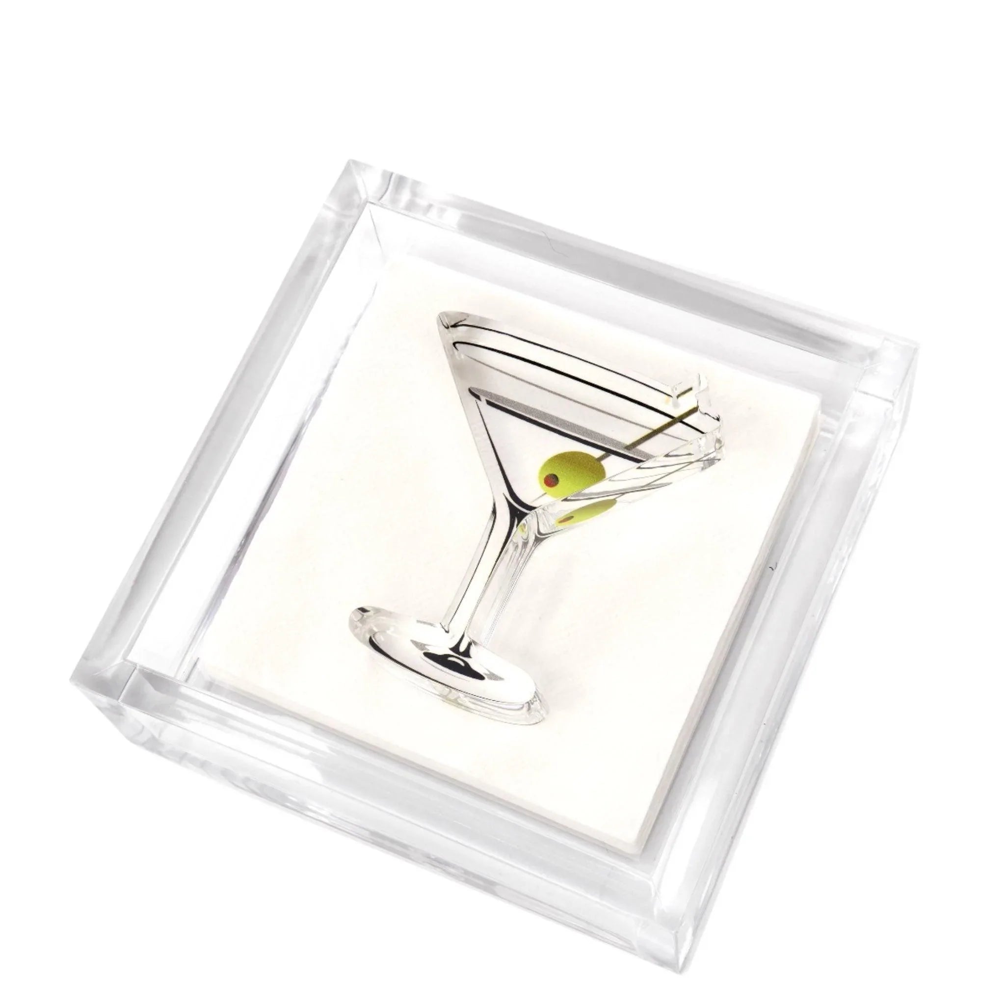 Stylish Acrylic Cocktail Napkin Holder with Martini Glass Weight - Perfect for Home Bars, Parties & Wedding Receptions
