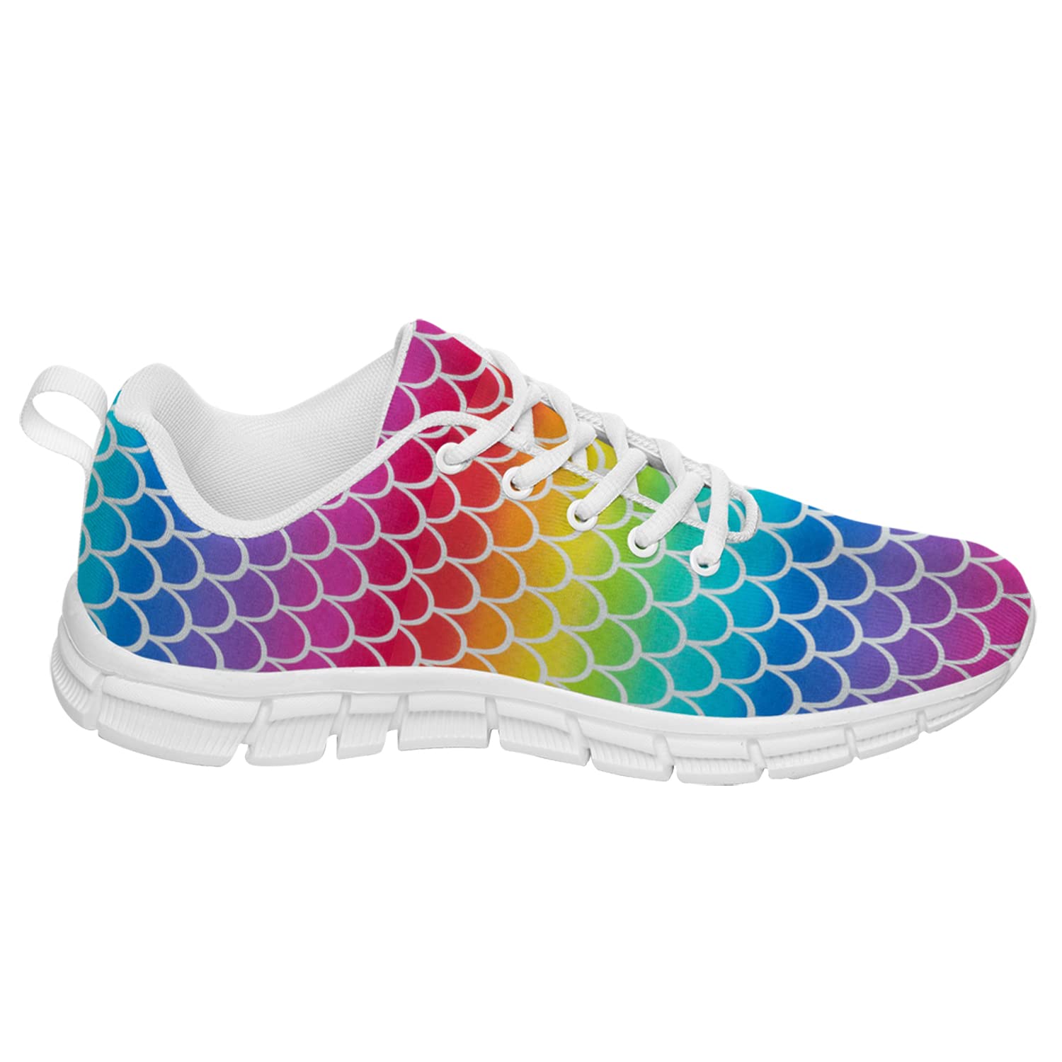 Women's Rainbow Mermaid Scale Sneakers - Lightweight Mesh Walking Shoes for Women & Girls - Gym, Tennis, Casual Wear - Perfect for Parties & Gifts - Available in Men's Size 8 & Women's Size 9.5 - Ideal for Beach Outings, Festivals and Cosplay Events