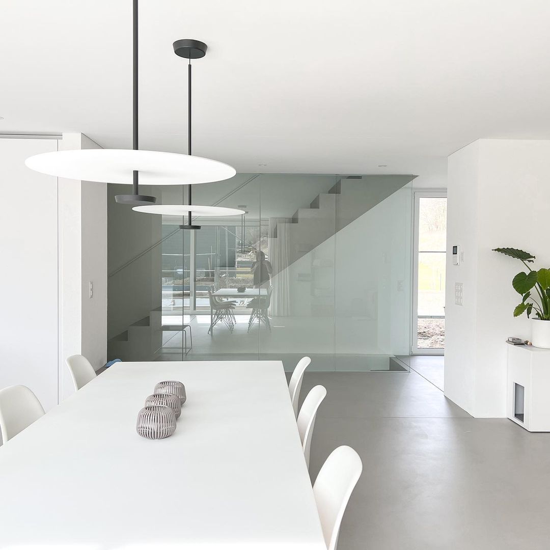 Modern Flat Pendant Light Fixture - Sleek Minimalist Ceiling Lamp for Kitchen Island, Dining Room & Bedroom Lighting - Energy Efficient LED Hanging Light with Adjustable Cord
