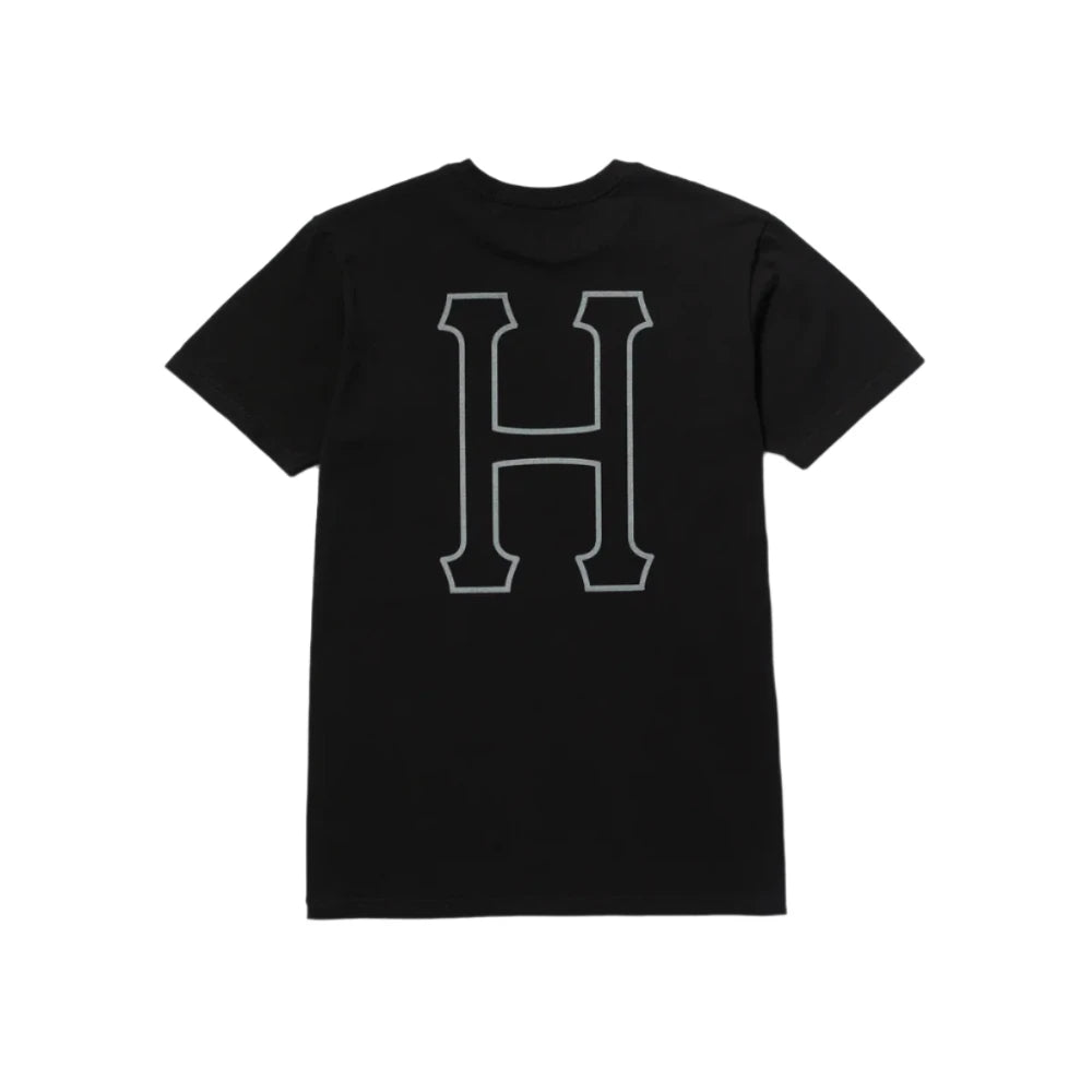HUF Men's H Logo Graphic T-Shirt - Black Cotton Tee for Casual Streetwear & Skate Style