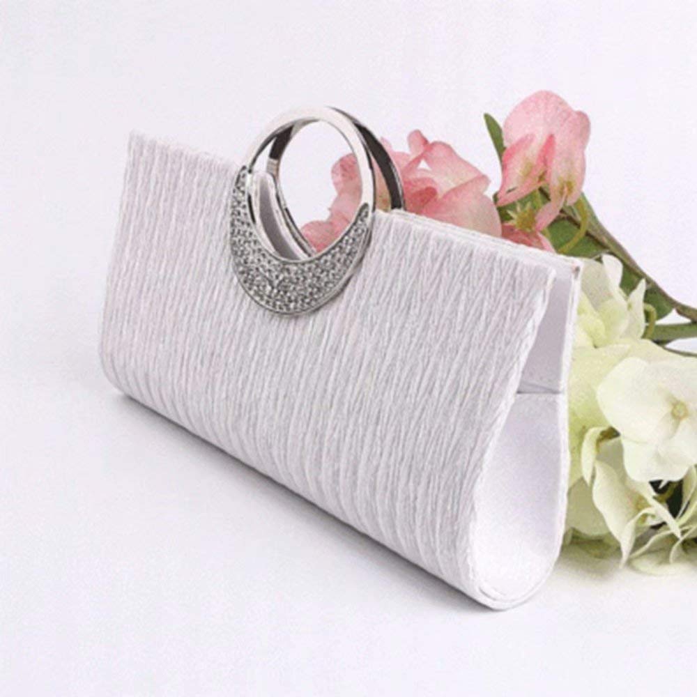 Sparkling Rhinestone Satin Pleated Clutch Purse for Women - Elegant Evening Bag for Weddings, Parties & Special Occasions | Perfect Prom, Cocktail & Formal Event Accessory