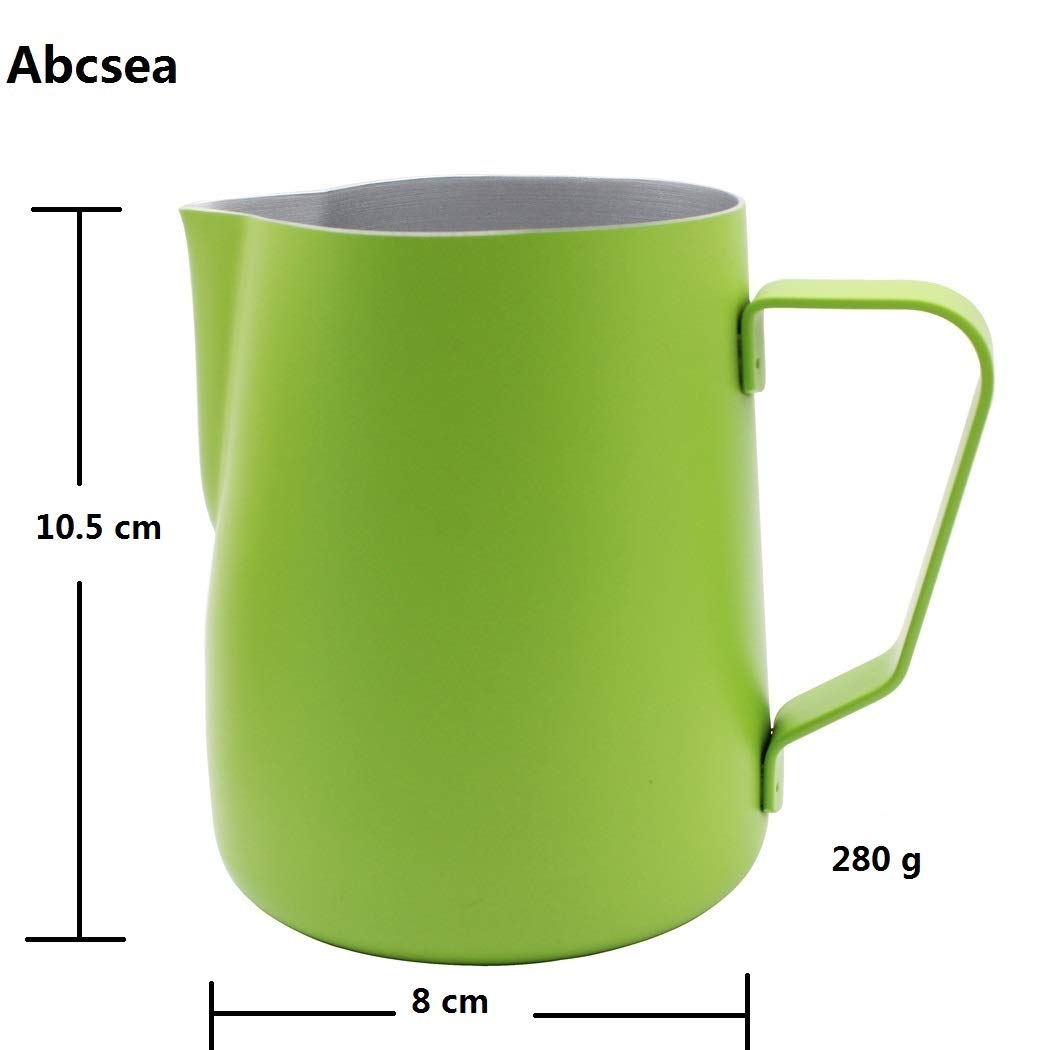 Stainless Steel Milk Frothing Pitcher 600ml/20oz - Espresso Steaming Jug for Latte Art, Cappuccino & Coffee - Perfect for Home Baristas & Coffee Shops (Green)
