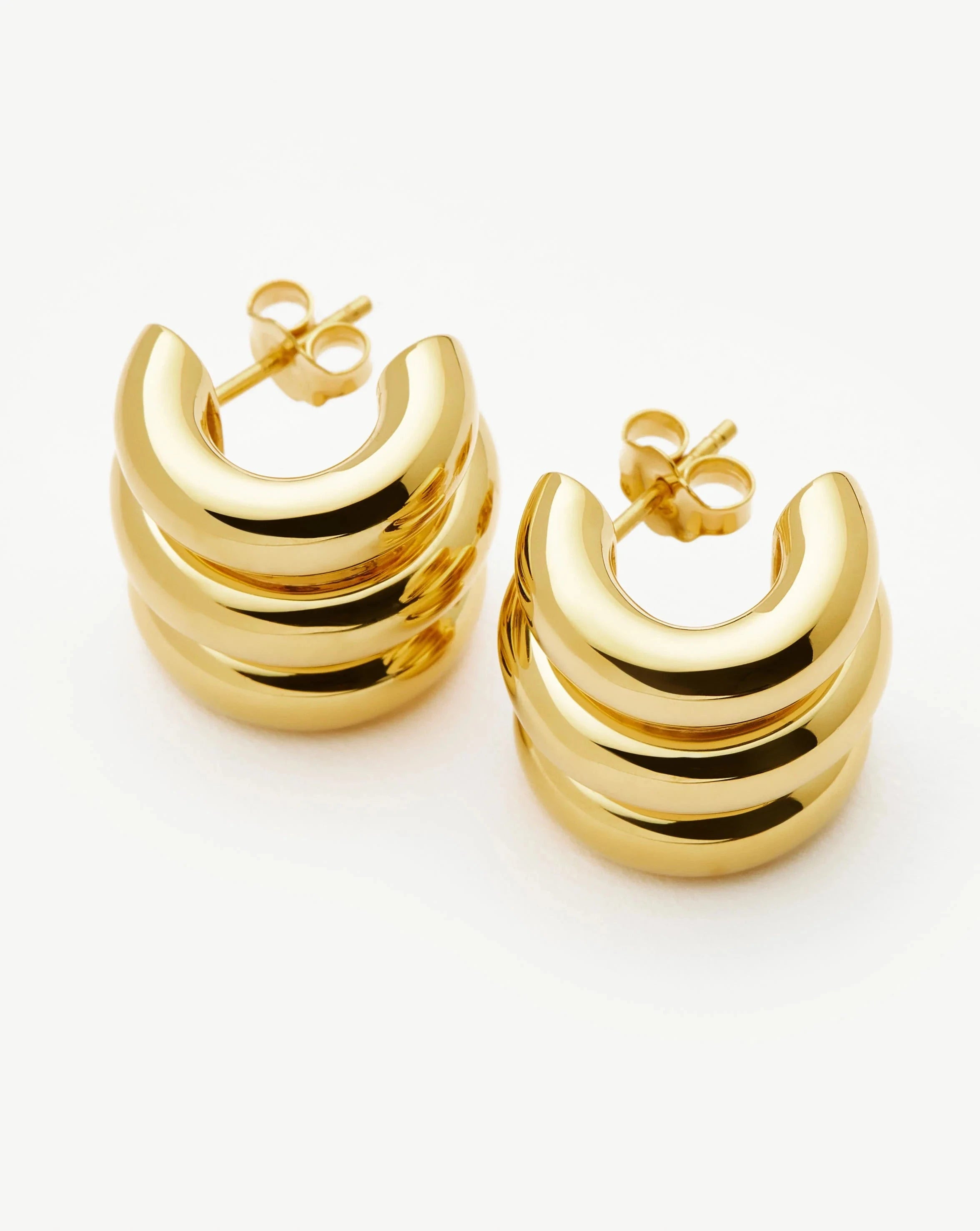 Chubby Triple Small Hoop Earrings 18k Gold Plated - Perfect for Everyday Wear, Date Nights & Special Occasions