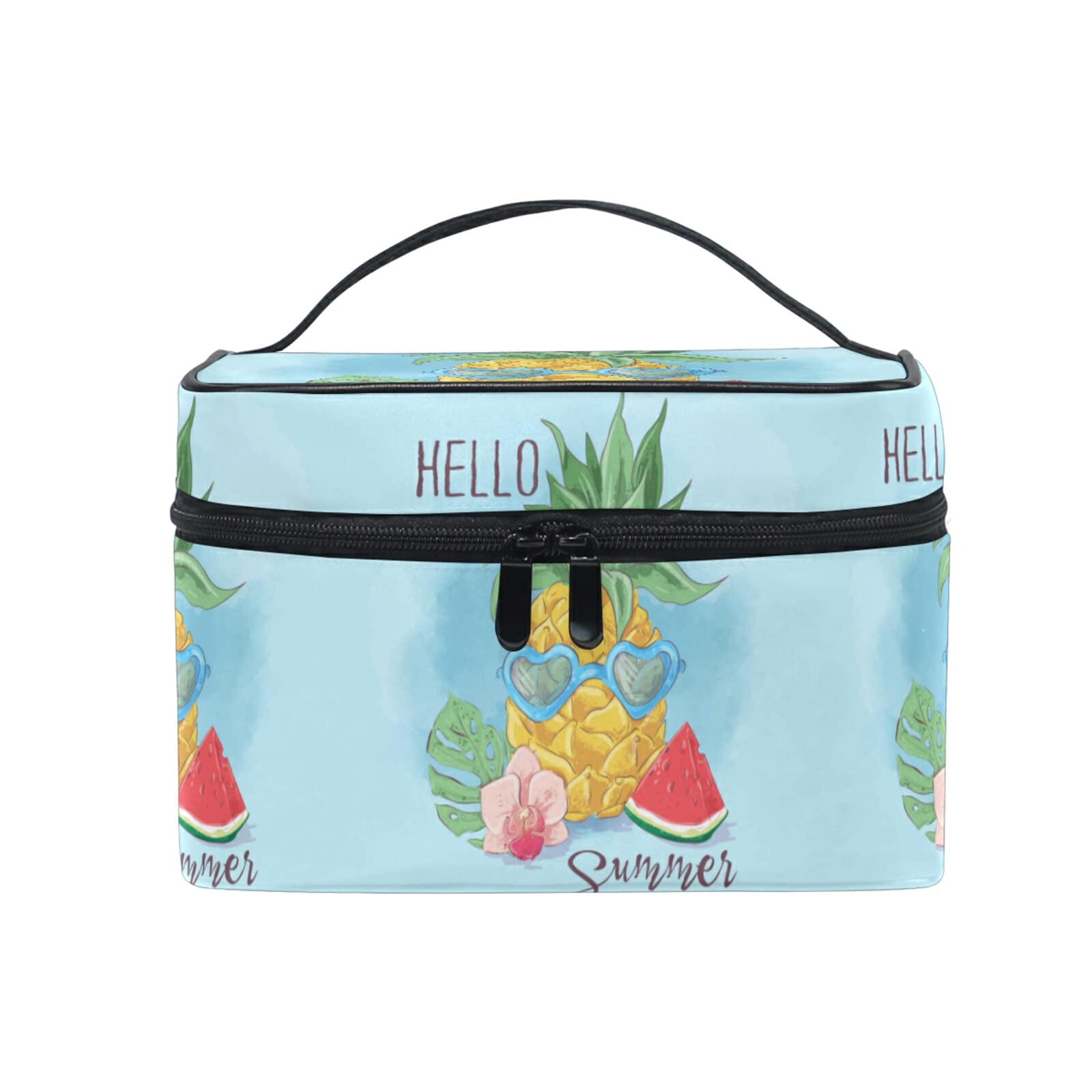 Stylish Tropical Pineapple Makeup Bag for Women - Waterproof Cosmetic & Toiletry Travel Organizer - Perfect for Beach Vacation, Gym, and Daily Essentials Storage