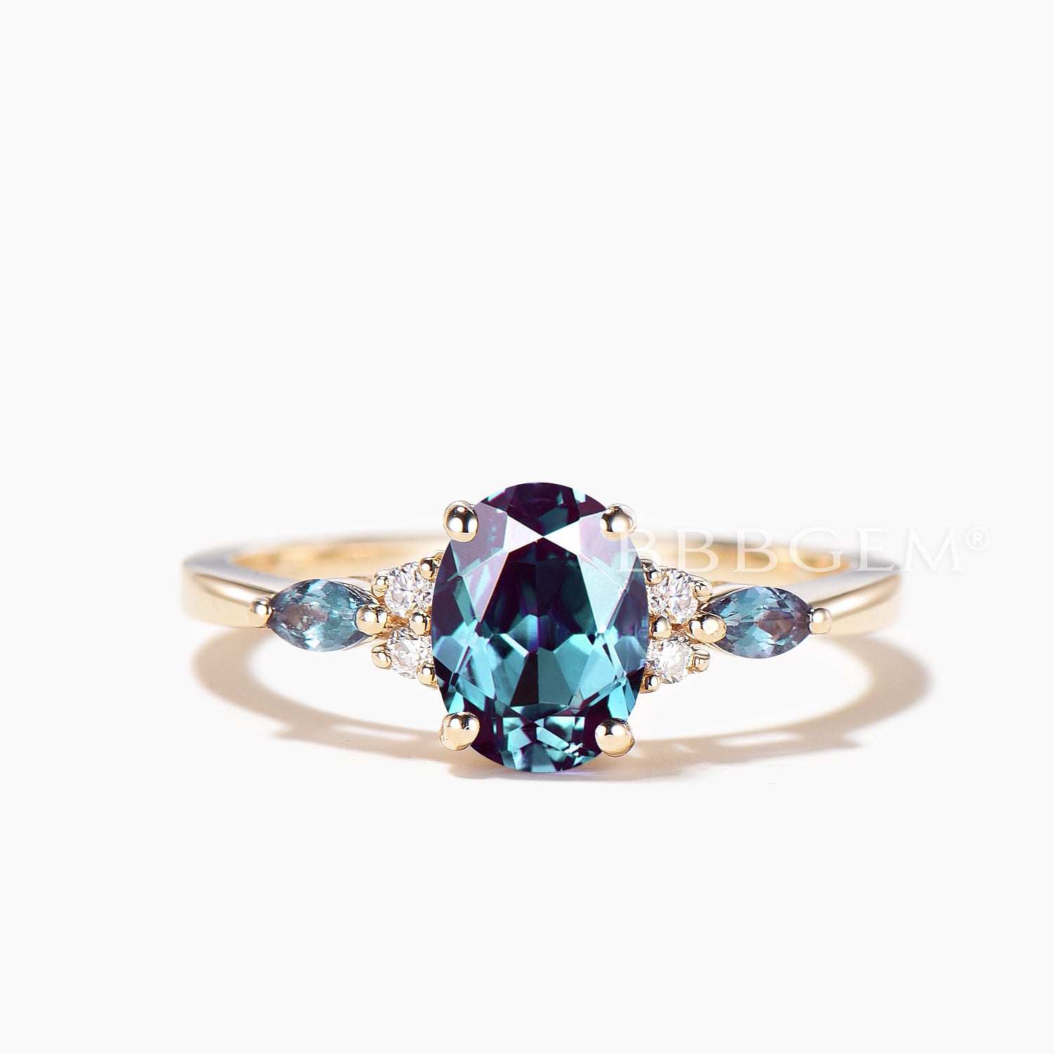 1.5ct Oval Cut Color Change Alexandrite Engagement Ring Set for Women - Elegant Wedding Jewelry, Anniversary Gift & Proposal Ring for Her