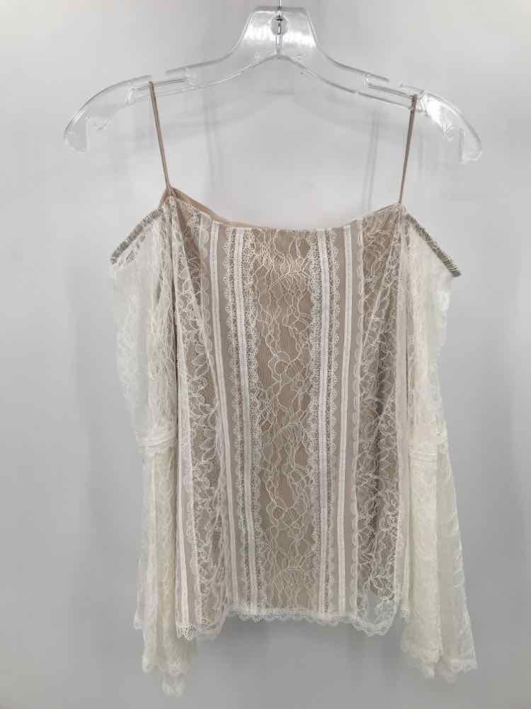 Vintage Alice + Olivia White Lace Blouse Women's Size Medium - Perfect for Weddings, Parties & Office Wear