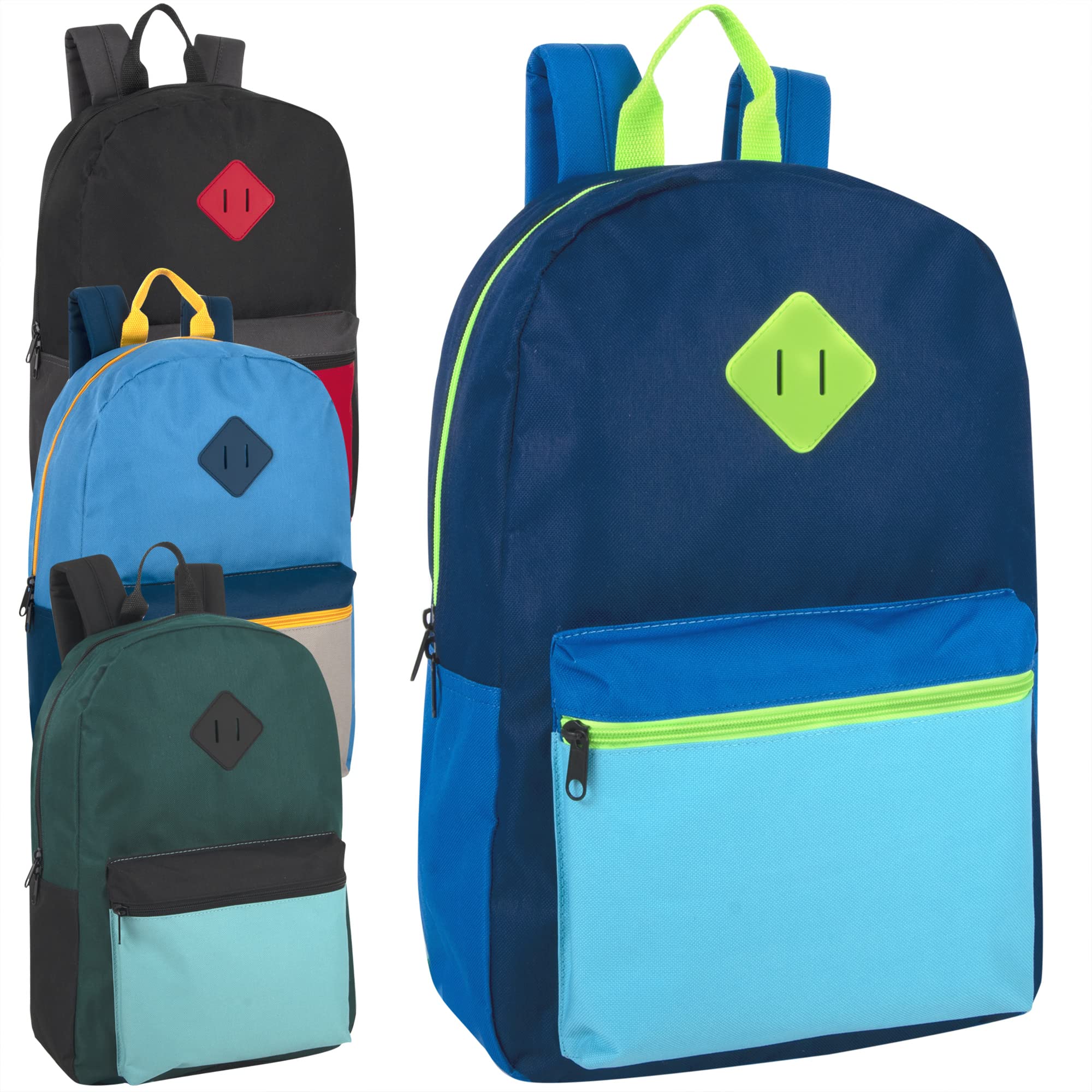 Wholesale Two-Tone Backpacks 24-Pack - Adjustable Padded Straps for College Students & Homeless Adults - Durable School & Travel Backpacks for Nonprofits & Bulk Purchases