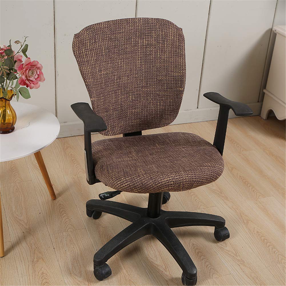 Jinzio Stretchable Polyester Office Chair Cover - Universal Split Protective Slipcover for Desk & Task Chairs, Saddle Brown | Perfect for Home Office, Gaming & Conference Room Use