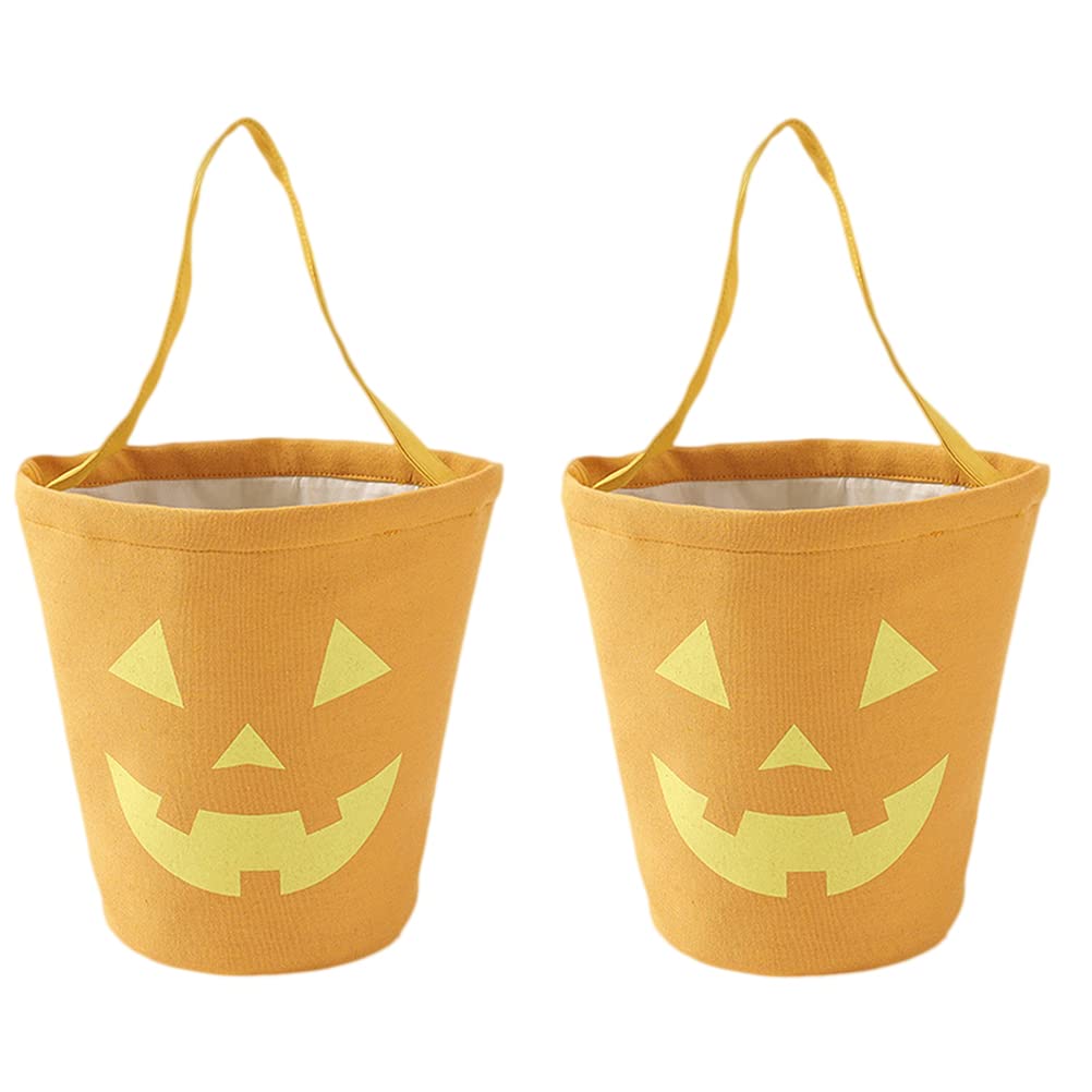 2Pcs Halloween Candy Buckets - Reusable Snack Bags for Trick or Treating, Party Favors & Classroom Treats (Assorted Colors) - Perfect for Halloween Parties, School Events & Neighborhood Trick-or-Treating