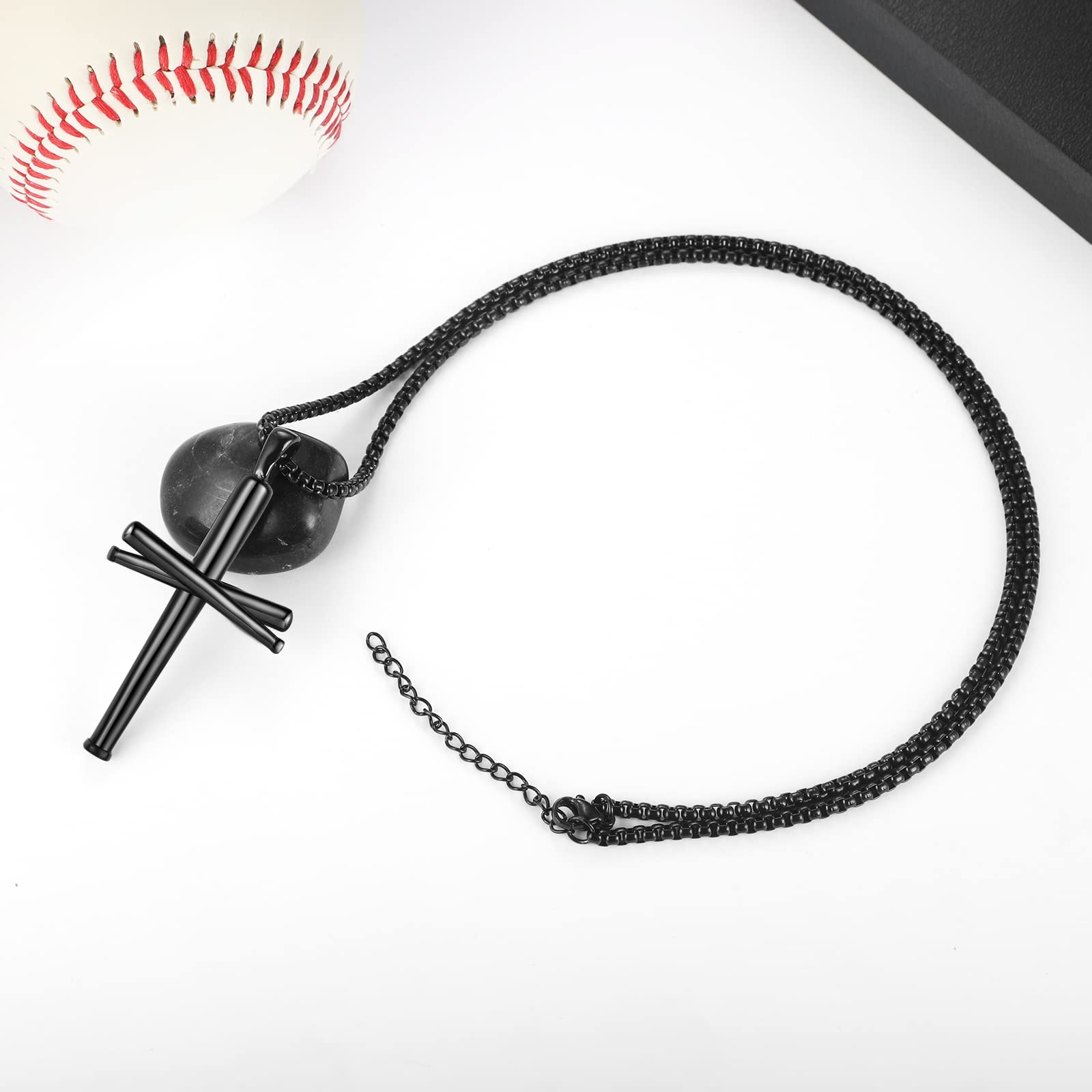 Personalized Baseball Bat Necklace for Men - Stainless Steel Cross Pendant with 22 Inch Chain - Unique Baseball Jewelry Gift for Sports Fans & Players - Perfect for Games, Training, and Casual Wear