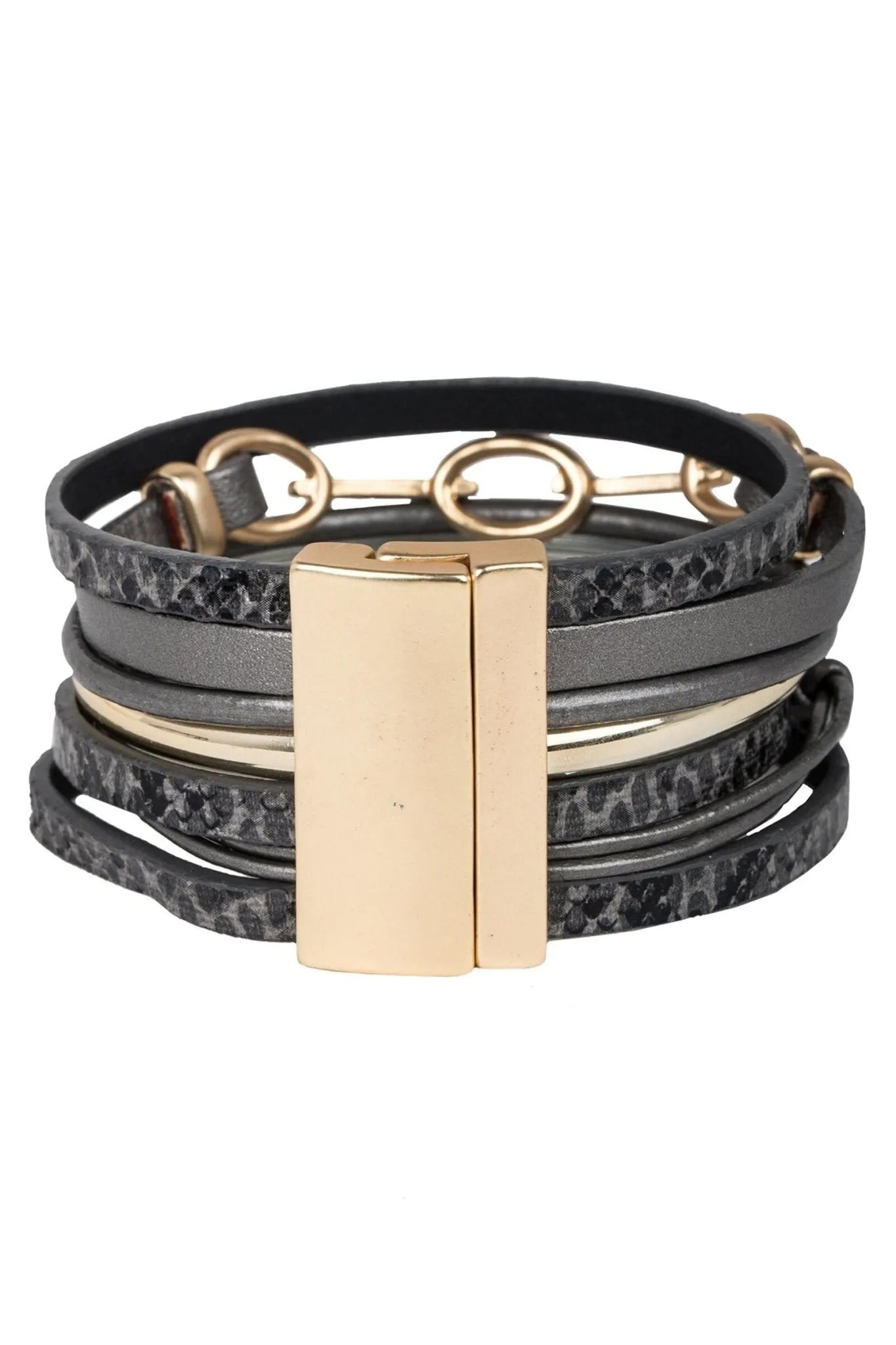 Stylish Leather & Gold Chain Multi Strand Bracelet for Women - Perfect for Casual Wear, Parties & Gifts