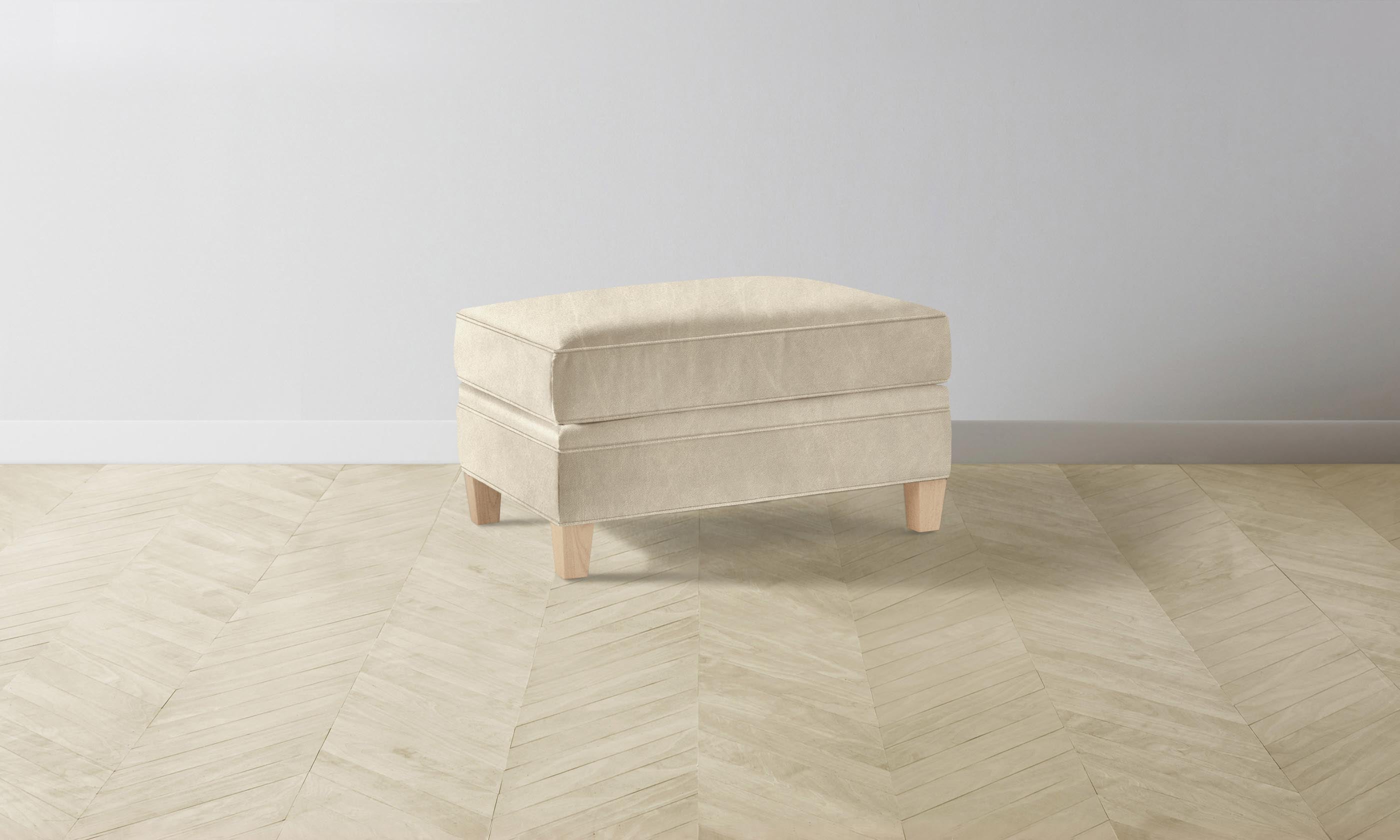 Carmine Ottoman - Premium Tuscan Leather Footstool in Bisque | Elegant Living Room & Bedroom Accent for Comfort & Style