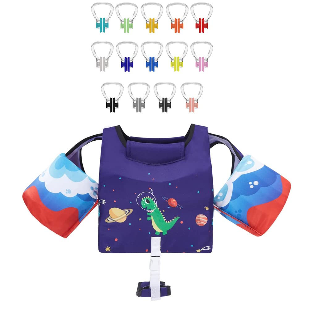 Hurdilen Kids Swimming Nose Clip & Swim Vest for Boys and Girls 2-6 Years Old - Adjustable Life Jacket for Pool, Beach & Ocean Safety - Perfect for Swimming Lessons, Water Play & Summer Activities