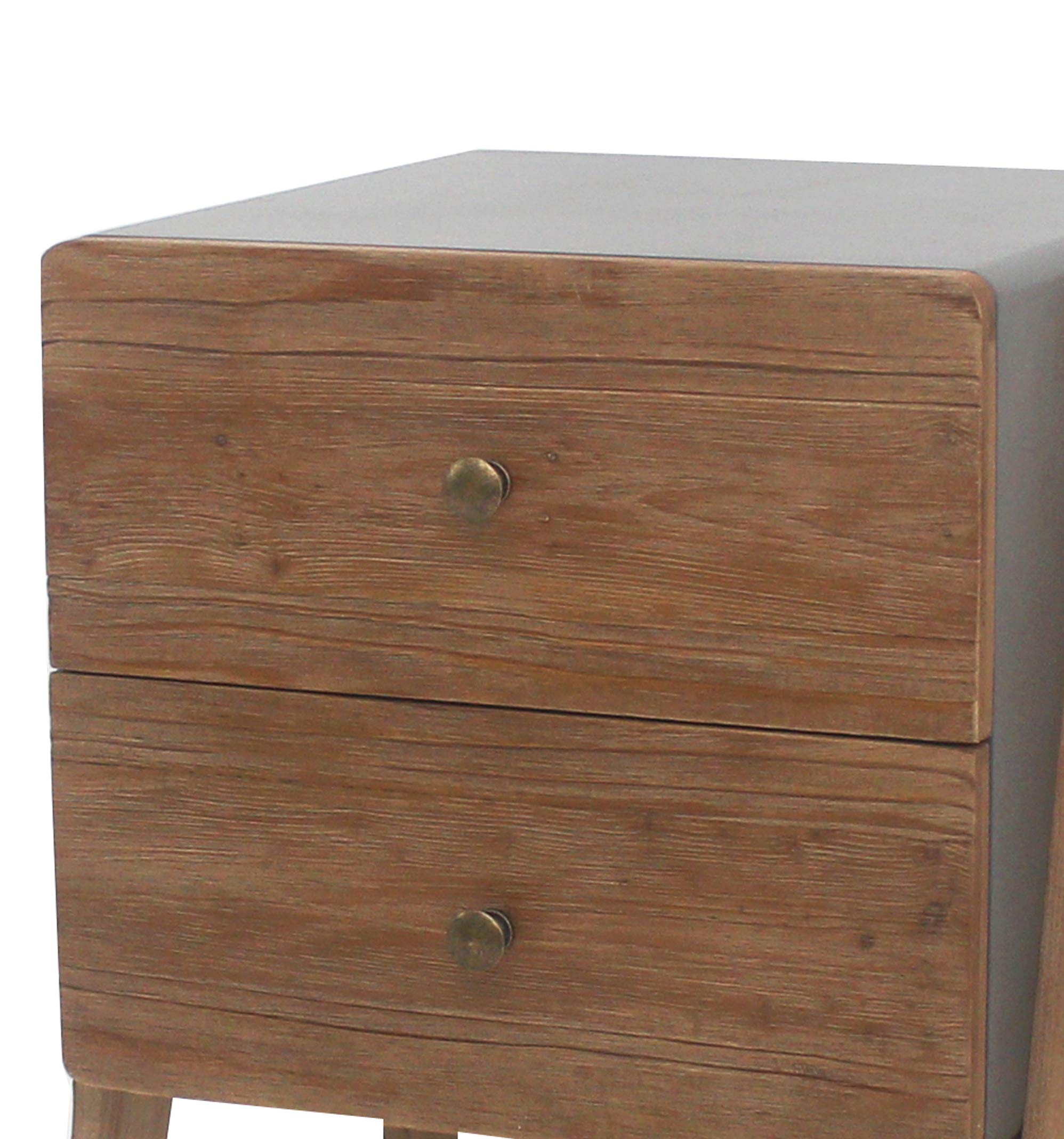 Benjara Wooden Side Table with 2 Drawers and A-Shaped Legs, Brown and Gray - Perfect for Living Room, Bedroom, or Office Accent Furniture