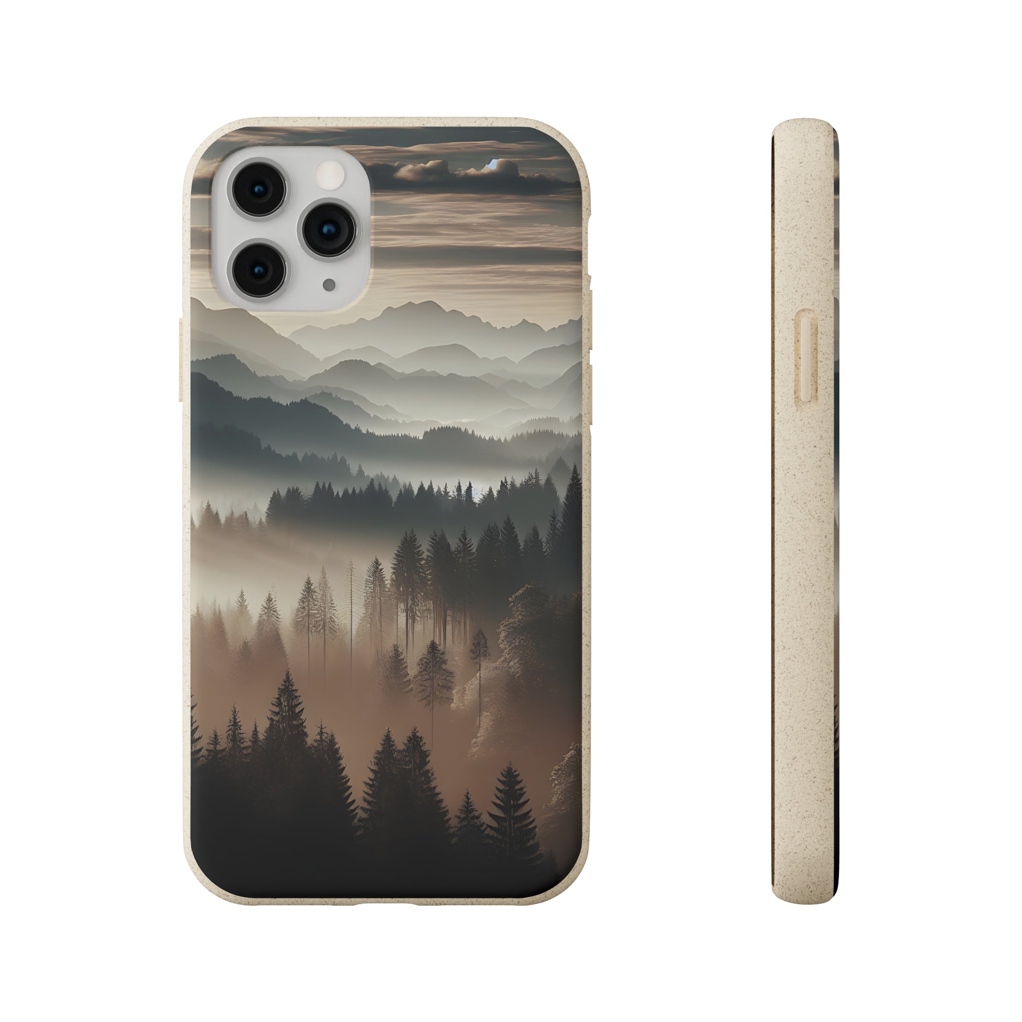 Eco-Friendly Biodegradable Phone Case - Sustainable Compostable Smartphone Cover with Mountain Tree Cloud Scenic Design | Perfect for Outdoor Enthusiasts & Nature Lovers