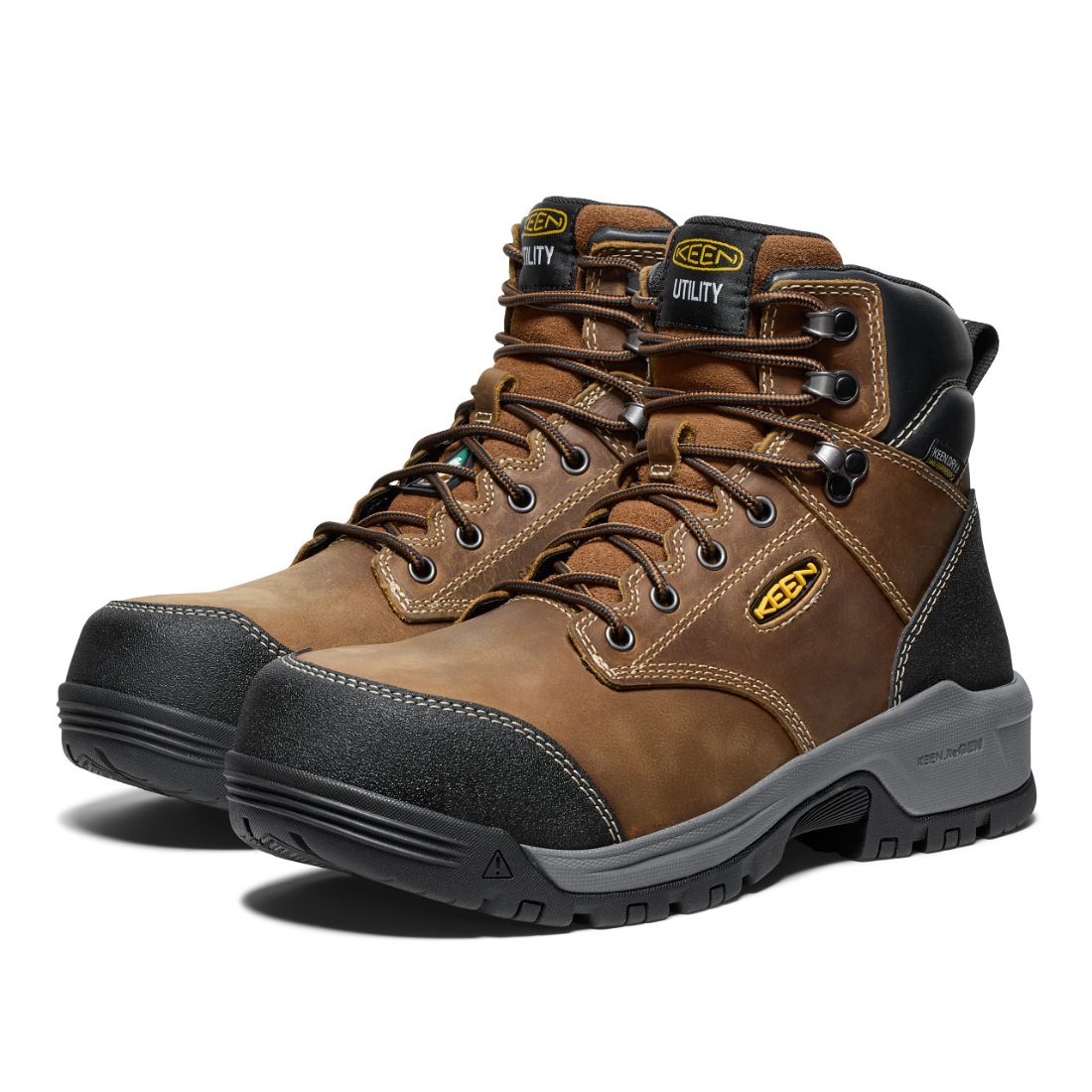 **Keen Evanston Men's Size 6 Waterproof Composite Toe Work Boots - Brown (1029855) | Durable & Comfortable for Construction, Hiking & Outdoor Work**