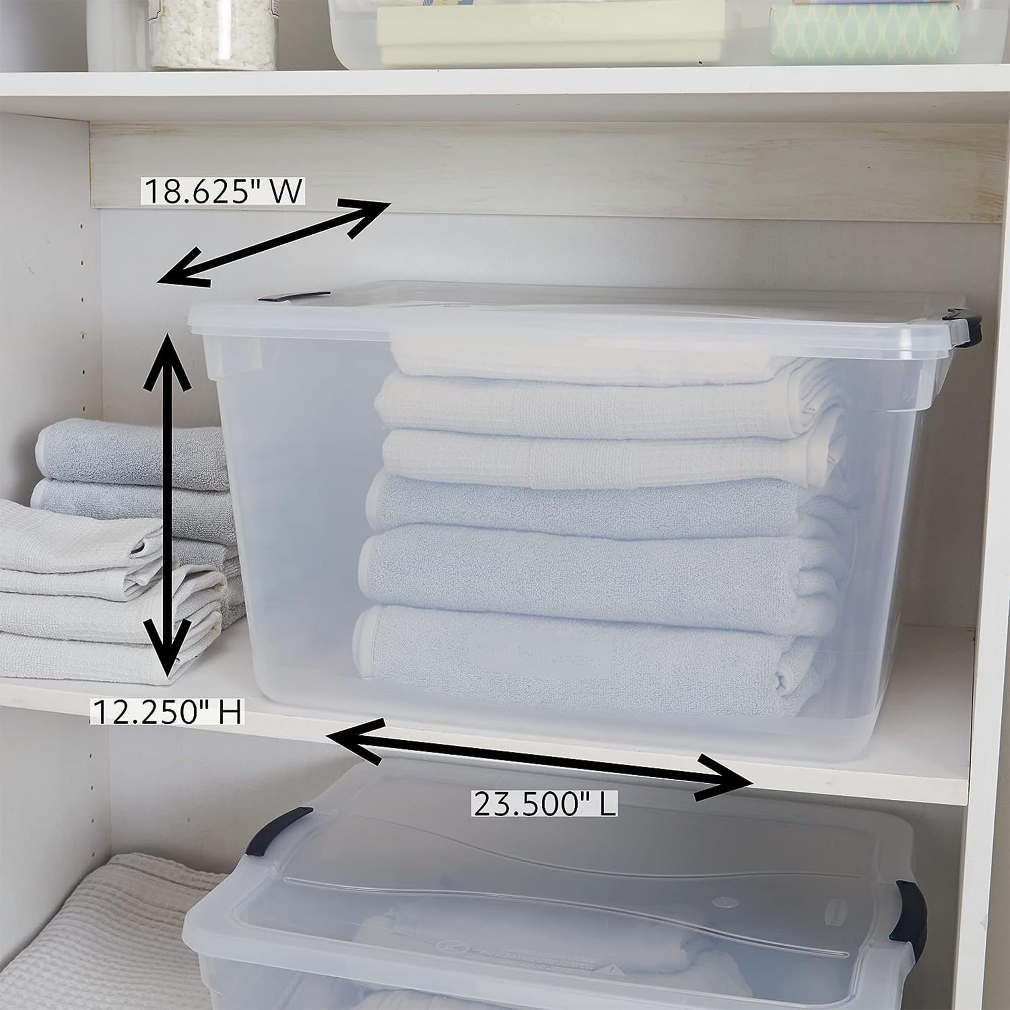 Rubbermaid Cleverstore 74 Quart Clear Plastic Storage Bins with Latching Lids - 4 Pack for Home, Office & Garage Organization - Perfect for Clothes, Toys, Holiday Decor & Seasonal Storage