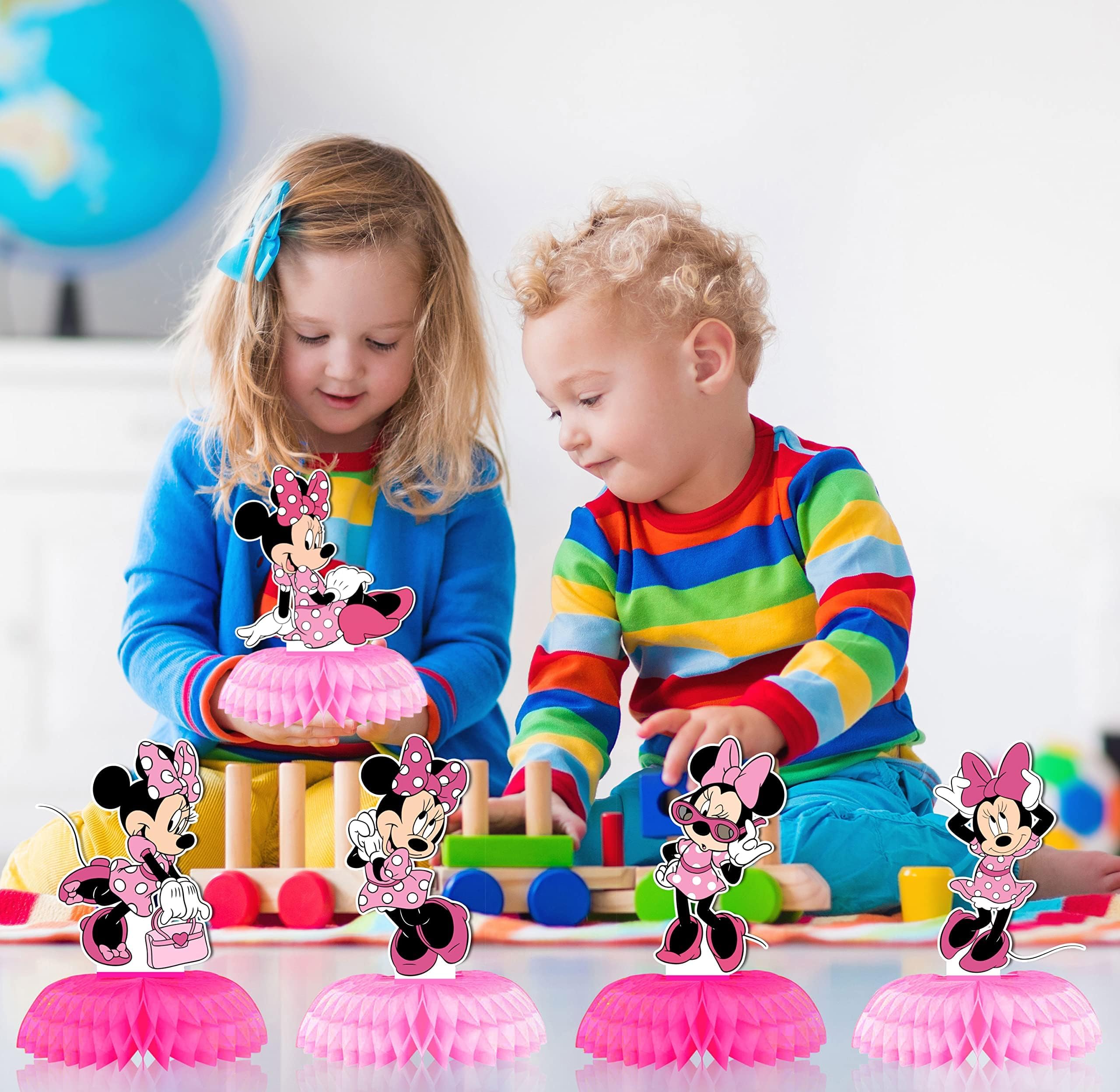 Minnie Mouse Birthday Party Decorations - 7Pcs Double Sided Honeycomb Centerpieces for Table Decor, Party Favors & Disney Themed Celebrations - Perfect for Kids Birthday Parties, Baby Showers & Themed Events