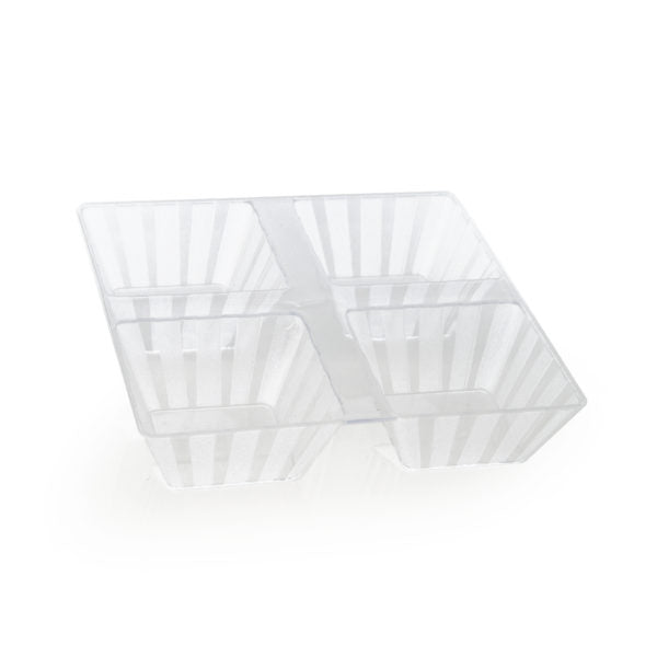 Clear 4-Compartment Plastic Tray - 2 Pack | Food Storage & Serving Organizer for Parties, Picnics & Meal Prep | BPA-Free Plastic Containers