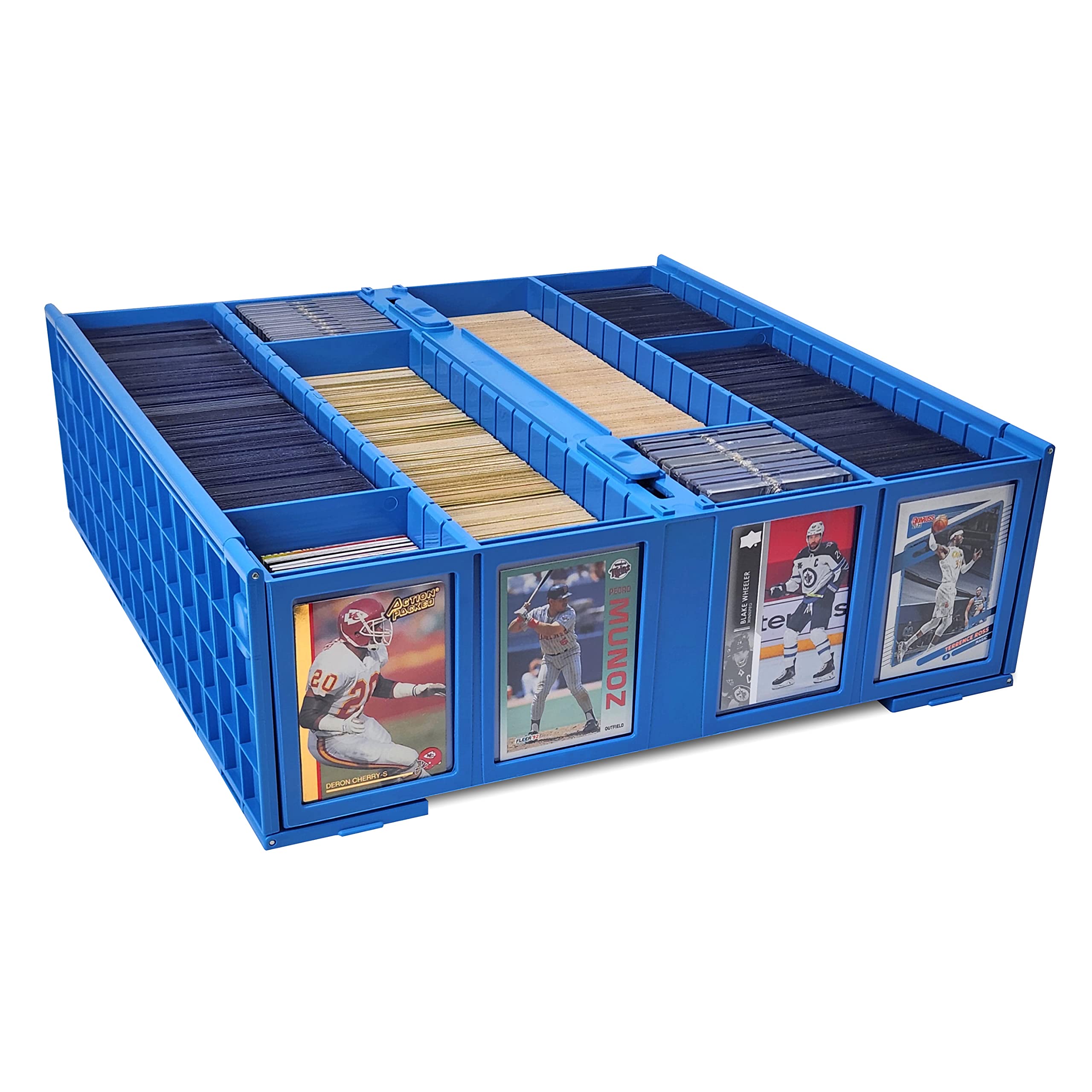 BCW 3200-Capacity Collectible Card Storage Box - Blue | Holds 3200 Trading Cards | Includes 4 Adjustable Dividers | Perfect for Pokémon, MTG, Yu-Gi-Oh & Sports Cards Collection | Ideal for Home Organization & Gaming Tournaments
