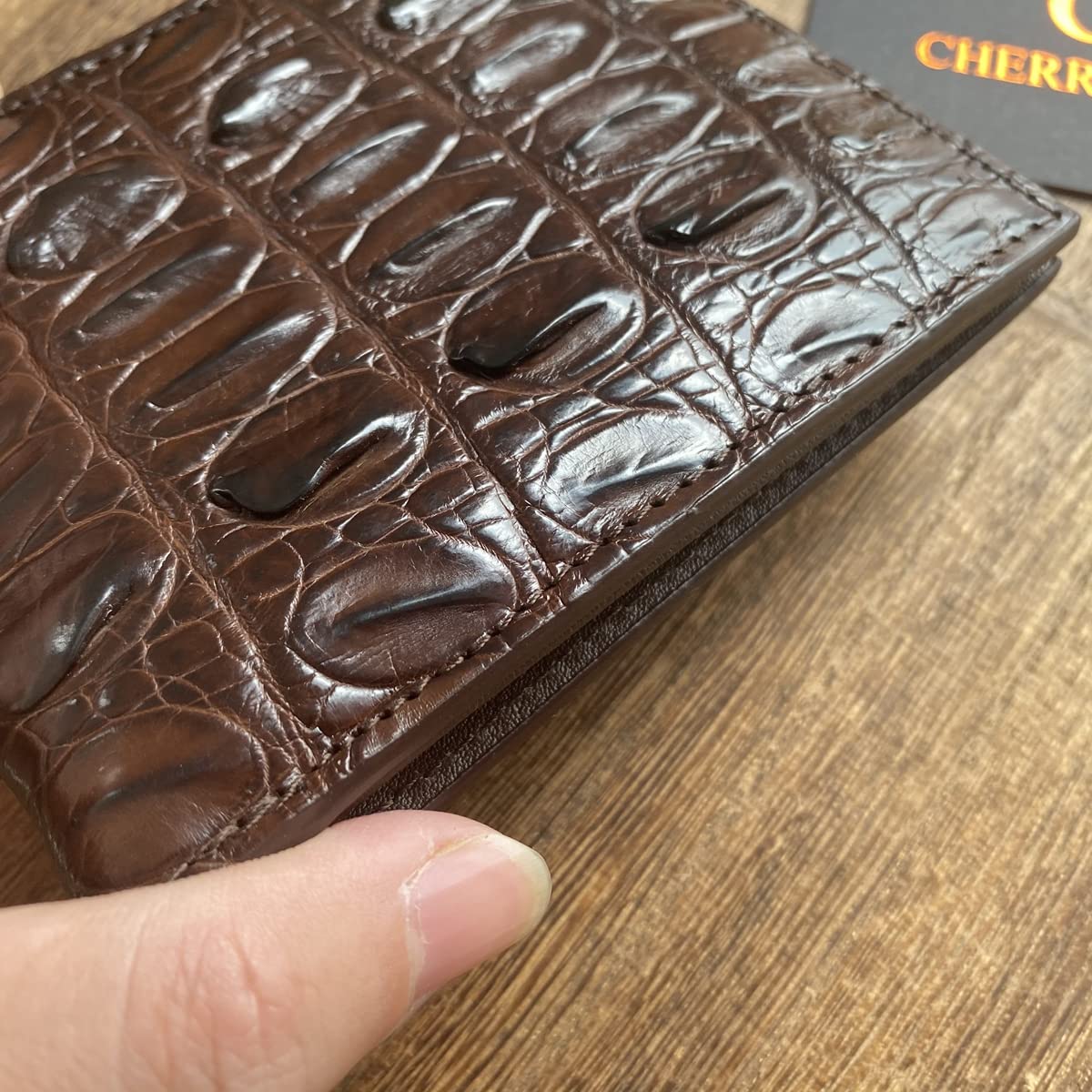 Luxury Men's Genuine Crocodile Leather Bifold Wallet - Handcrafted Premium RFID Blocking Wallet for Business & Travel - Perfect Gift for Him