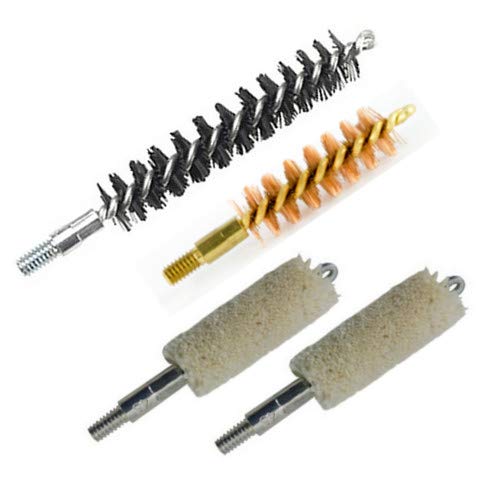 9mm Gun Bore Cleaning Kit - Bronze Bristle Brush, Nylon Brush & 2 Quality Mops for Pistol & Rifle Maintenance | Perfect for Range Day & Firearm Storage Prep
