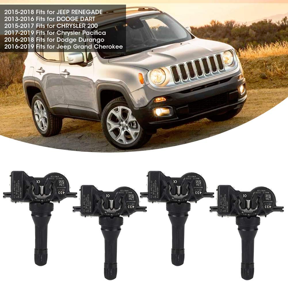 ARAMOX 4-Piece Tire Pressure Monitoring Sensor Kit - Compatible with Jeep Renegade OE# 68252493AB - Real-Time Alerts for Safe Driving on Highways & Off-Road Adventures