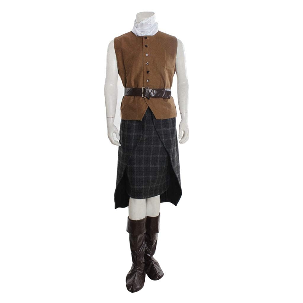 Authentic Men's Scottish Highland Dress Outfit - Jamie Fraser Cosplay Costume from Outlander TV Show | Perfect for Halloween, Renaissance Fairs & Historical Reenactments