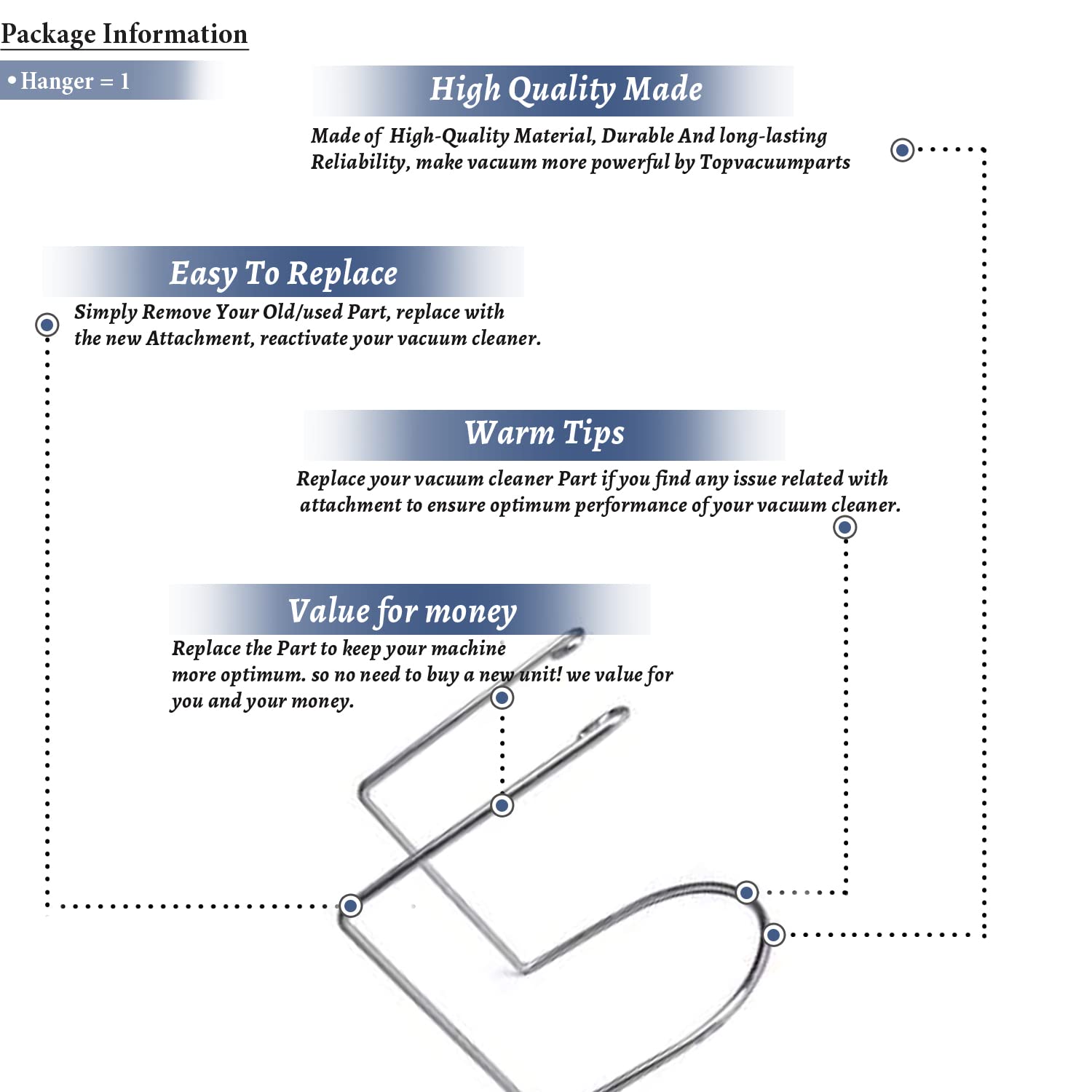 Universal Central Vacuum Replacement Hose Hanger - Compatible with All Central Vac Systems (Replaces Part 06-1010-03) - Perfect for Garage, Basement & Home Organization