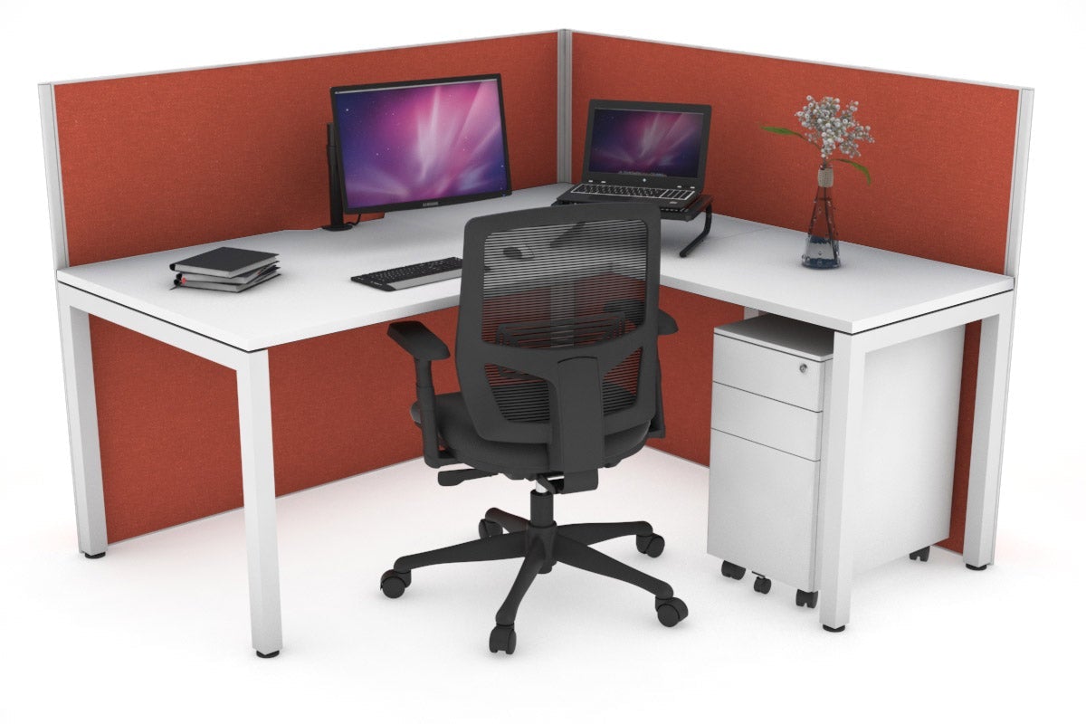 Horizon Quadro Square Legs L-Shaped Corner Office Desk - 1600L x 1800W with Cable Management | Modern Home Office & Gaming Desk for Small Spaces