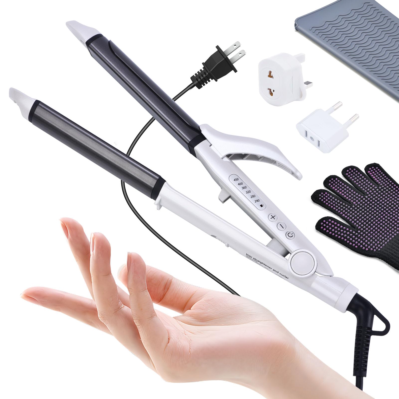 Dual Voltage Travel Curling Iron (100-250V) with EU Plug Adapter - Portable Hair Styler for International & Europe Travel - Perfect for Women's Travel Essentials & Must Haves - Great for Hotels, Vacations & On-the-Go Styling