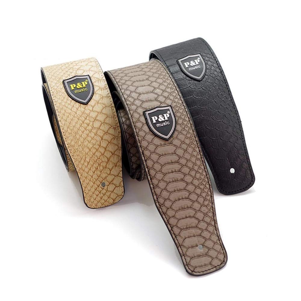 **Personalized Embossed Guitar Strap - Split Connection, Widened & Thickened Design - Durable Electric & Bass Guitar Strap - Folk Guitar Belt - Black Snake Embossed - Perfect for Live Performances & Studio Sessions**