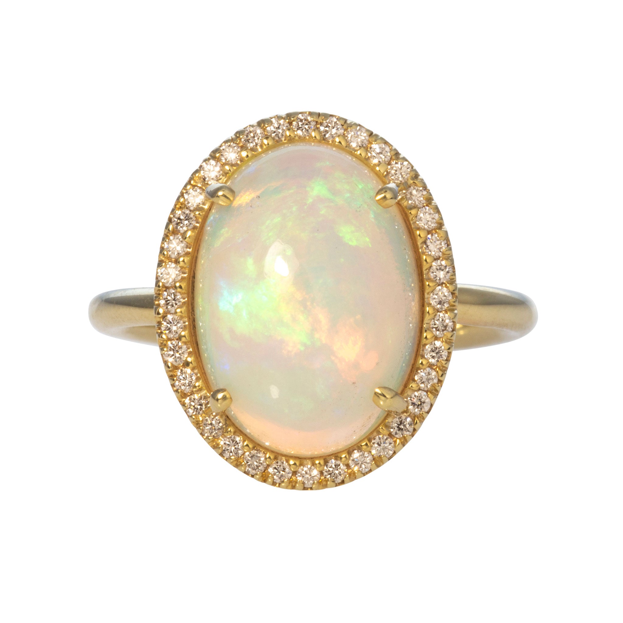 Exquisite Mazza Opal Doublet & Diamond Halo 14K Gold Ring for Women | Elegant Wedding, Engagement & Anniversary Jewelry Gift