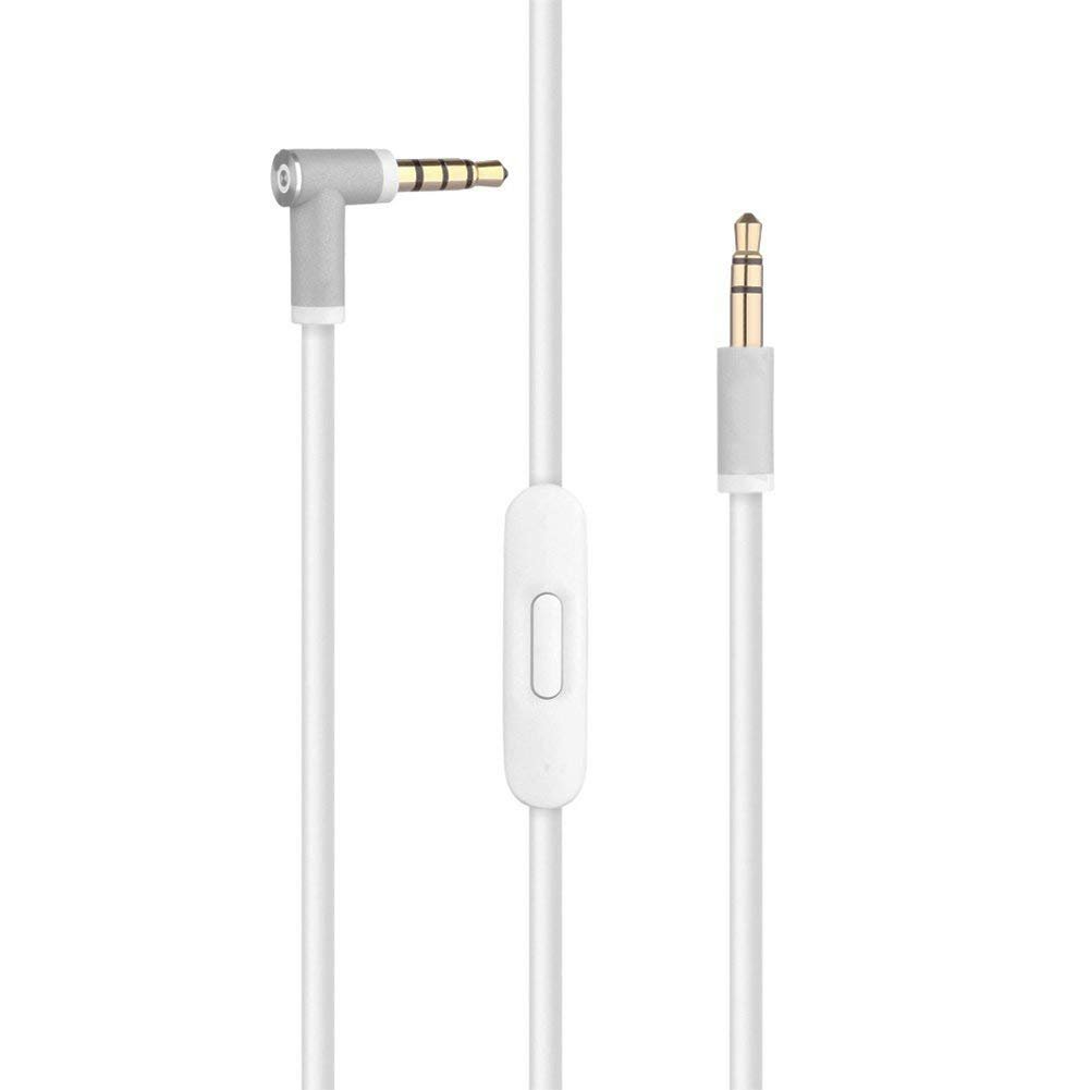 Premium Replacement Audio Cable with In-Line Mic & Remote Control for Beats by Dr. Dre Headphones (Solo/Studio/Pro/Detox/Mixr/Executive/Pill) - White | Perfect for Gaming, Workouts & Travel