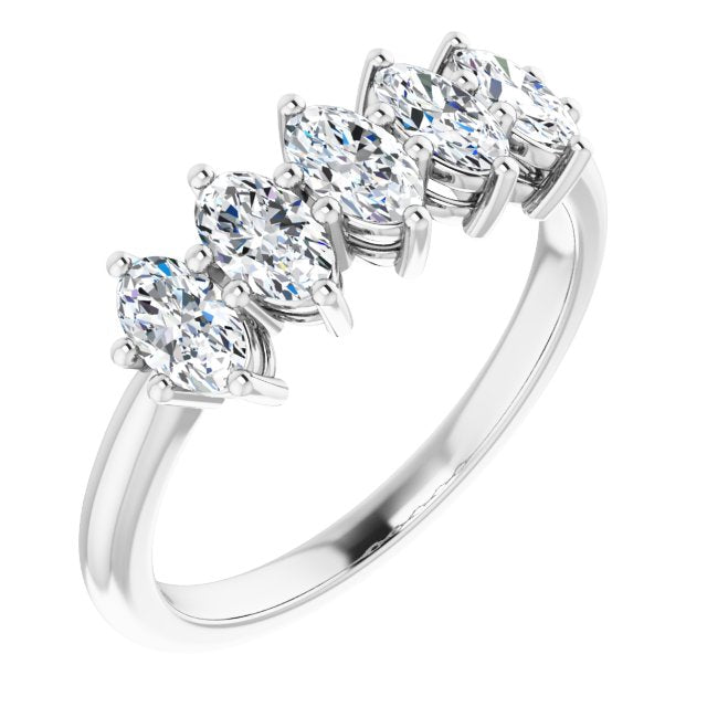 1.25 Carat Oval Diamond Wedding Band - 5 Stone Anniversary Ring for Women - Elegant Bridal Jewelry Gift for Engagement, Proposal & Special Occasions