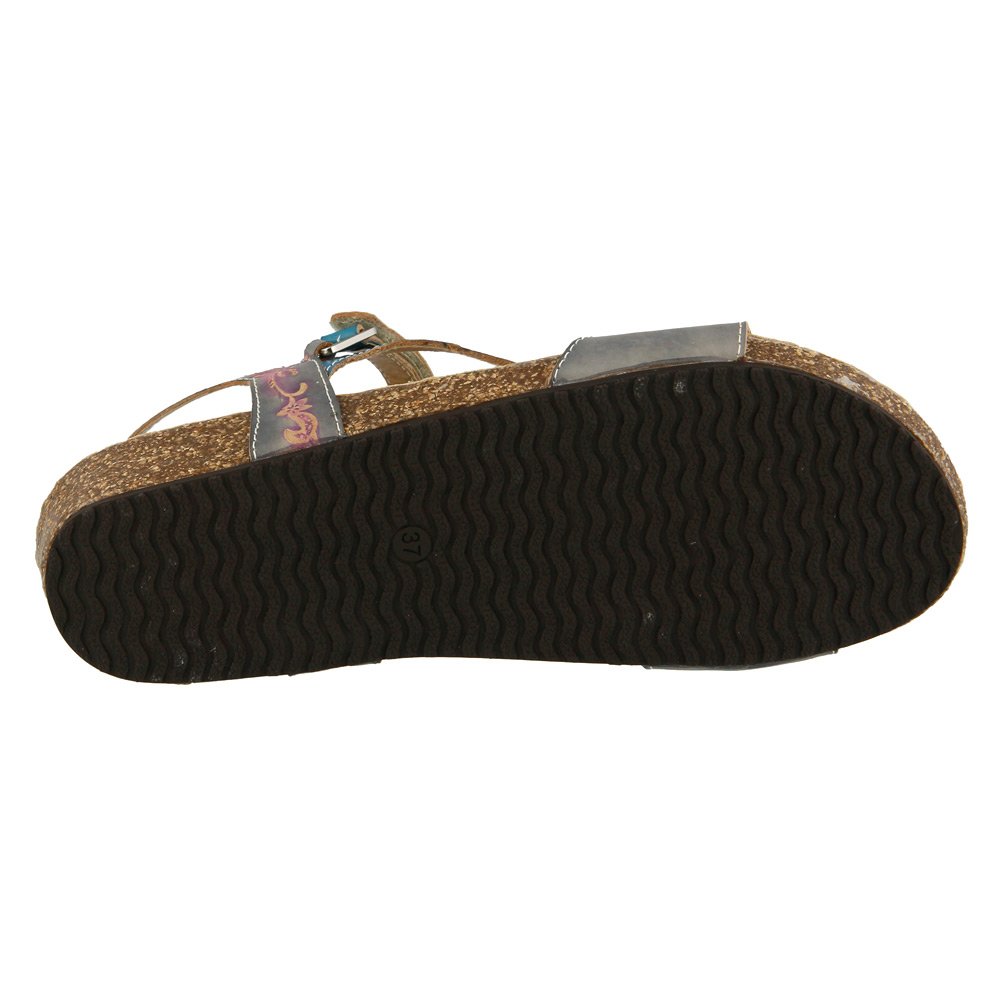 Spring Step Women's Gray Multi Leather L'Artiste by Gau 36 European US Women's Comfort Sandals - Perfect for Summer, Beach, and Casual Outings