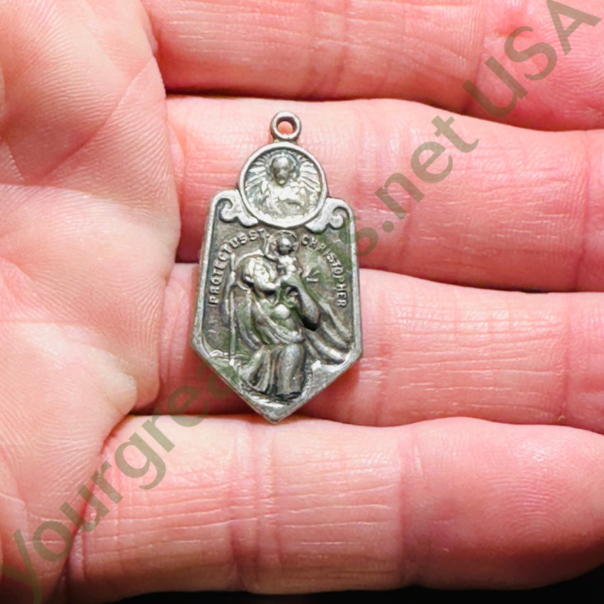 Vintage St. Christopher Pendant Necklace - Timeless Religious Jewelry for Travel Protection & Gifts | Perfect for Men, Women, Baptism, First Communion & Everyday Wear
