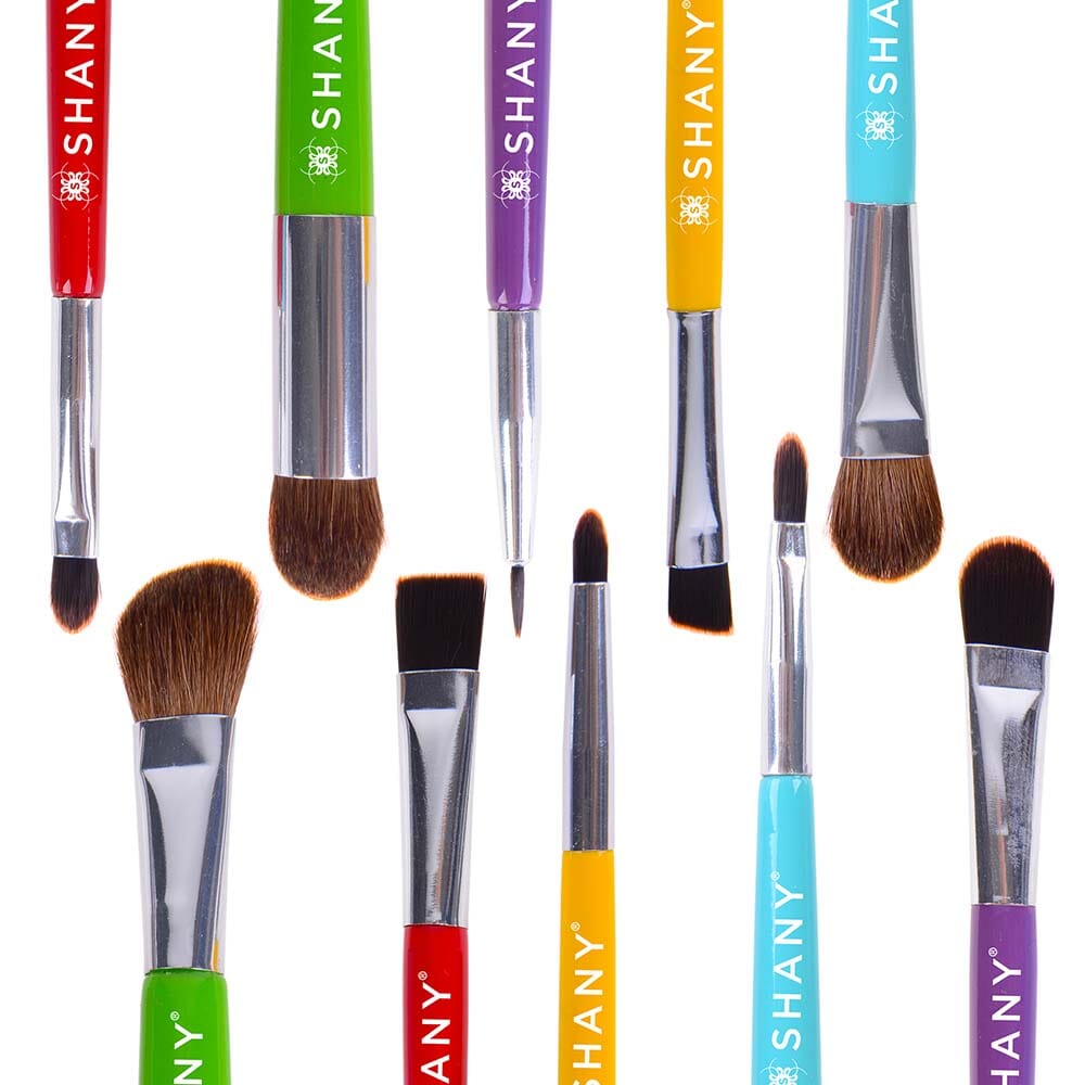 5-Piece Double-Sided Essential Makeup Brush Set with Travel Pouch - Perfect for Professional Makeup Artists & Travel Beauty Routine