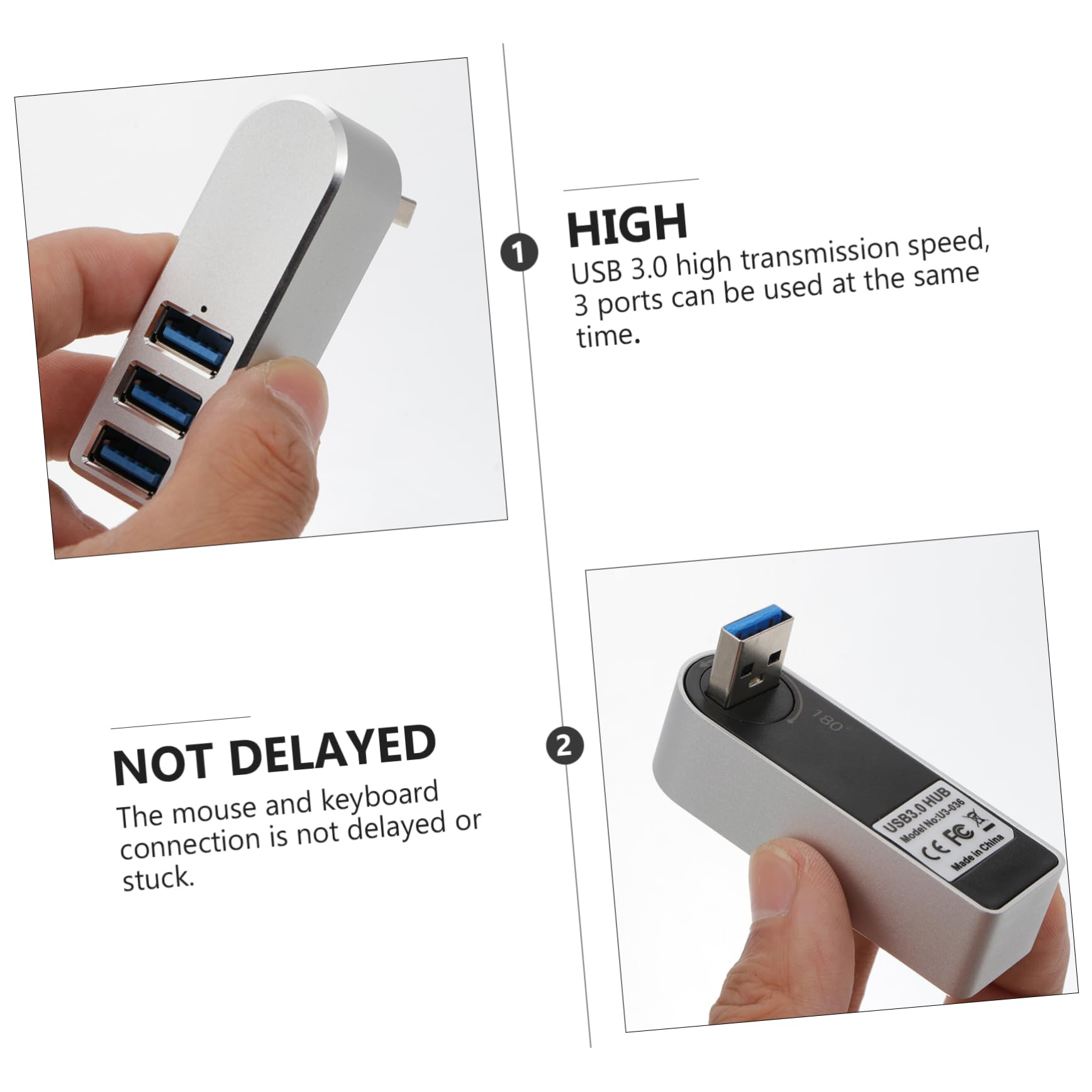 2pcs USB Hub Card Reader - Portable Aluminum Alloy USB Splitter for Phones & Computers