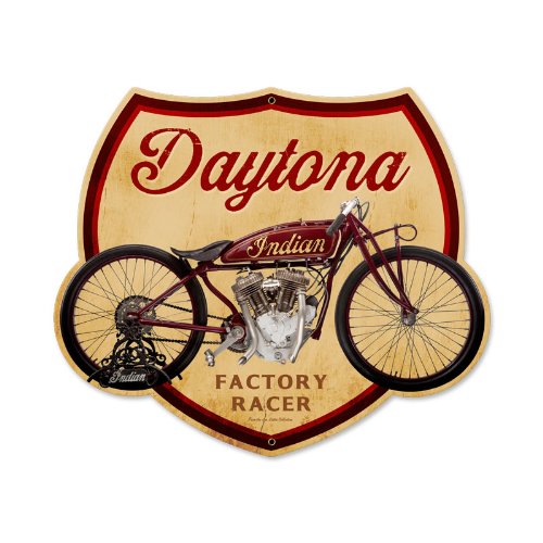 Vintage Daytona Metal Sign Wall Decor 17x14 Inches - Retro Garage, Man Cave, Bar & Home Office Decor