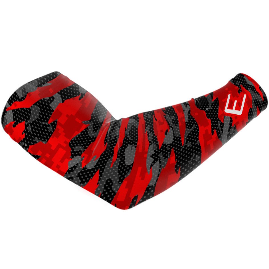Red Fierce Arm Sleeves for Sports & Fitness - Compression UV Protection for Basketball, Running, Cycling & Outdoor Activities
