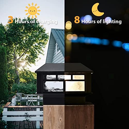 12 Pack Solar Post Cap Lights for 3.5x3.5, 4x4 & 5x5 Wood Posts - Black Solar Powered Fence Lights - Perfect for Deck, Patio, Garden & Pathway Lighting