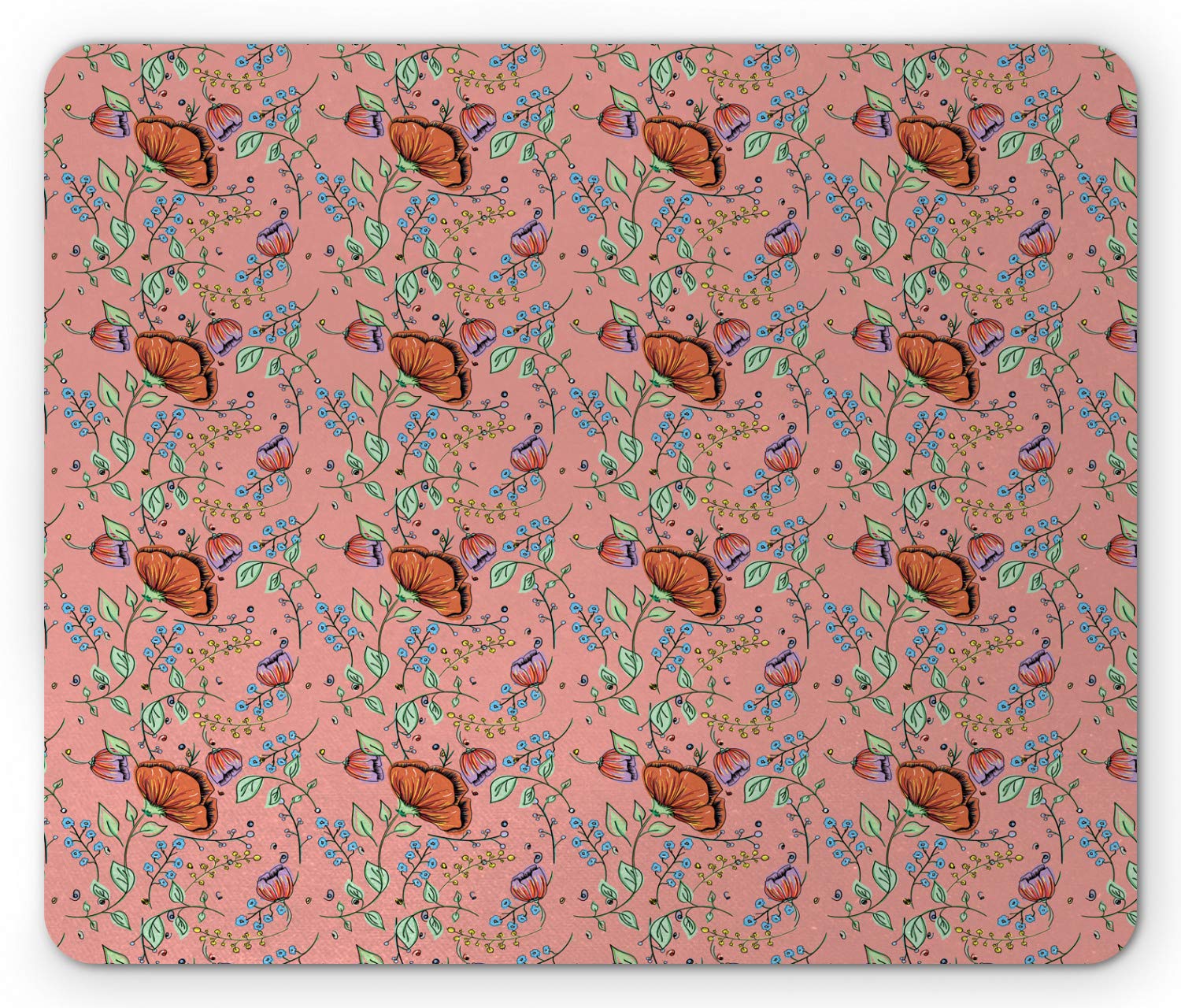 Ambesonne Floral Mouse Pad - Pastel Colored Bouquet Design with Magnolia & Gladiola Flowers, Non-Slip Rubber Base, Standard Size Rectangle Mousepad for Computer & Office Use - Perfect for Spring Decor & Gardening Enthusiasts