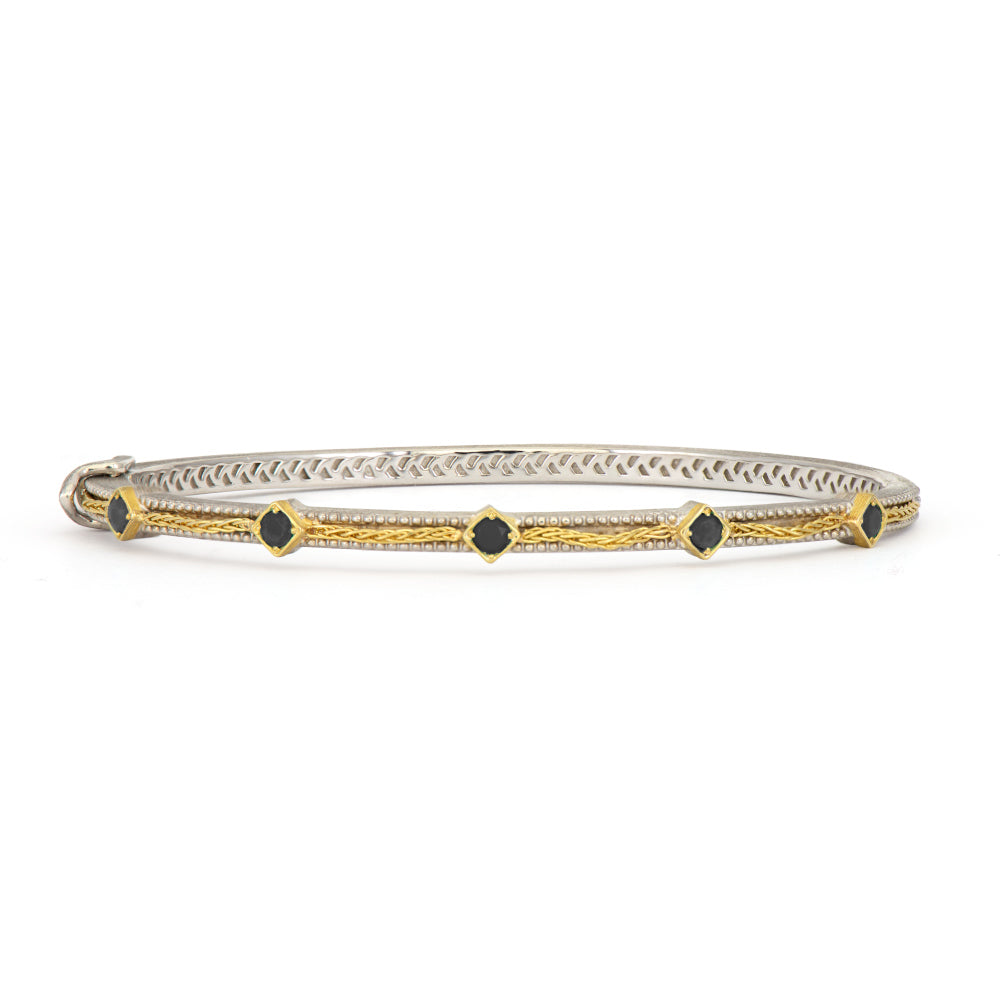 Jude Frances Mixed Metal Woven Rope Topaz Kite Bangle Bracelet - Elegant Jewelry for Women, Perfect for Parties, Weddings & Everyday Wear