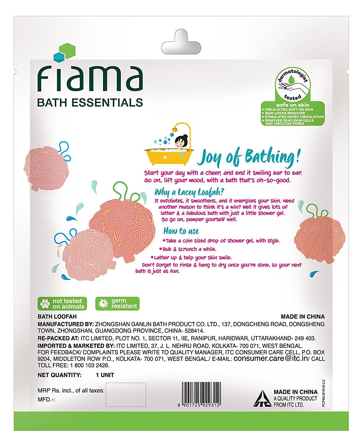 Fiama Bath Essentials Puff-A-Loofah & Lacey Loofah Set - Exfoliating Body Scrubber for Shower & Spa (Color May Vary) - Perfect for Daily Skincare Routine & Gift Sets
