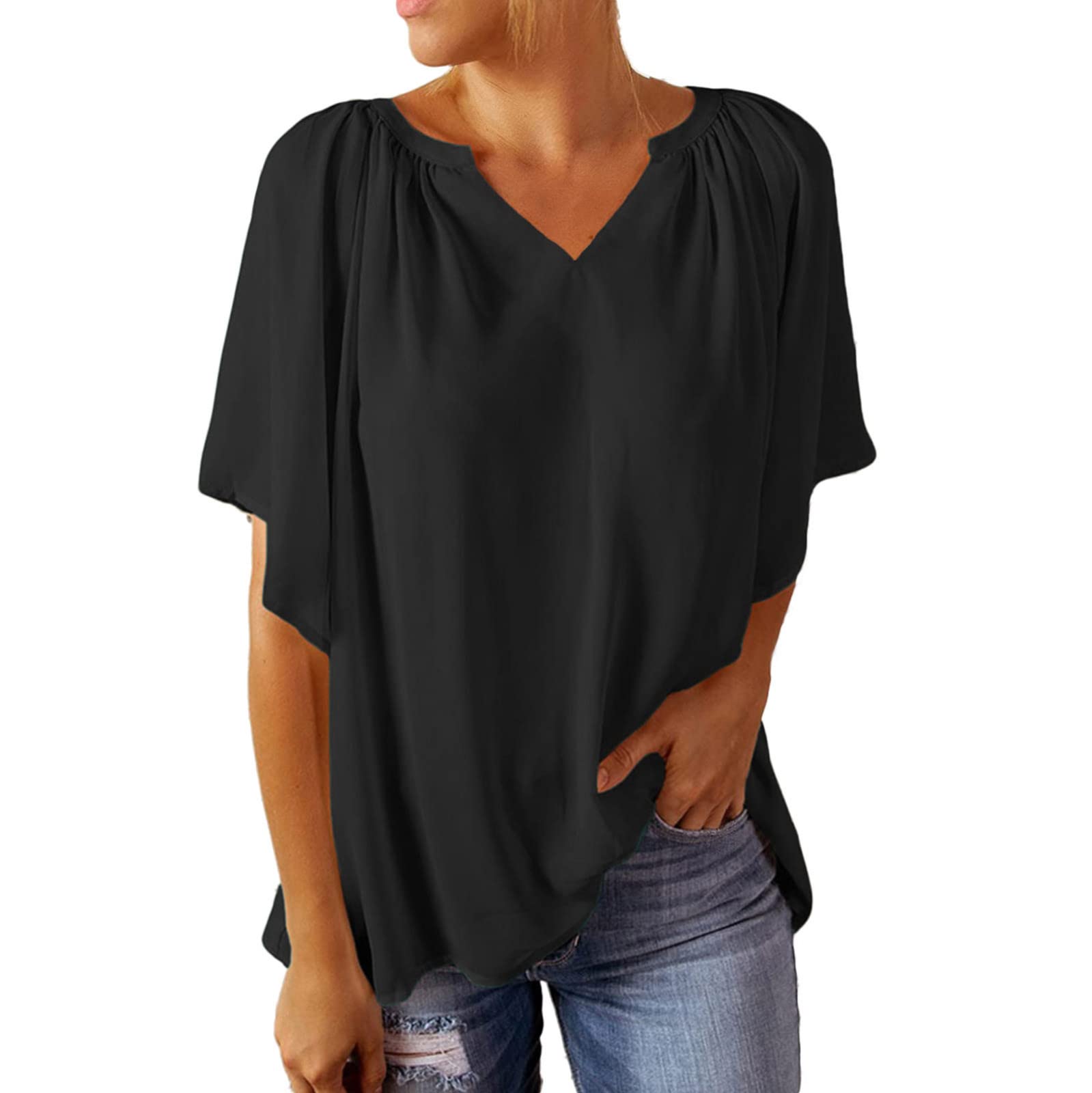 2022 Summer Tops for Women - Casual Short Sleeve Tunic Blouse, Loose Flowy Lightweight Cute T-Shirts | Perfect for Beach, Vacation & Everyday Wear
