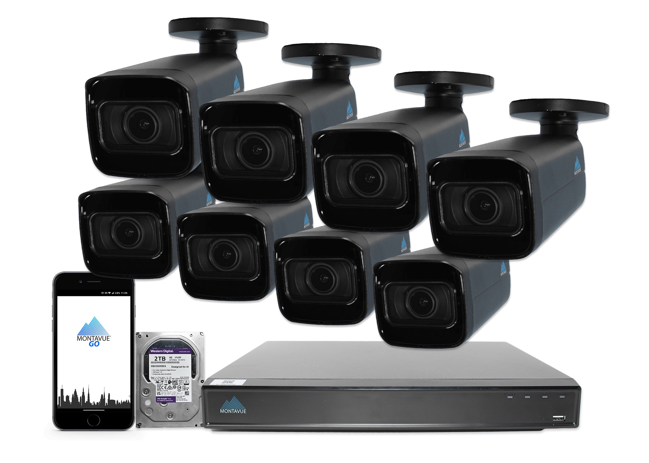 MTB8113 V AISMD 8MP 4K Smart Varifocal Bullet Security Camera with 8-Channel AI NVR System & 2TB HDD - Outdoor Surveillance for Home, Business & Property Protection