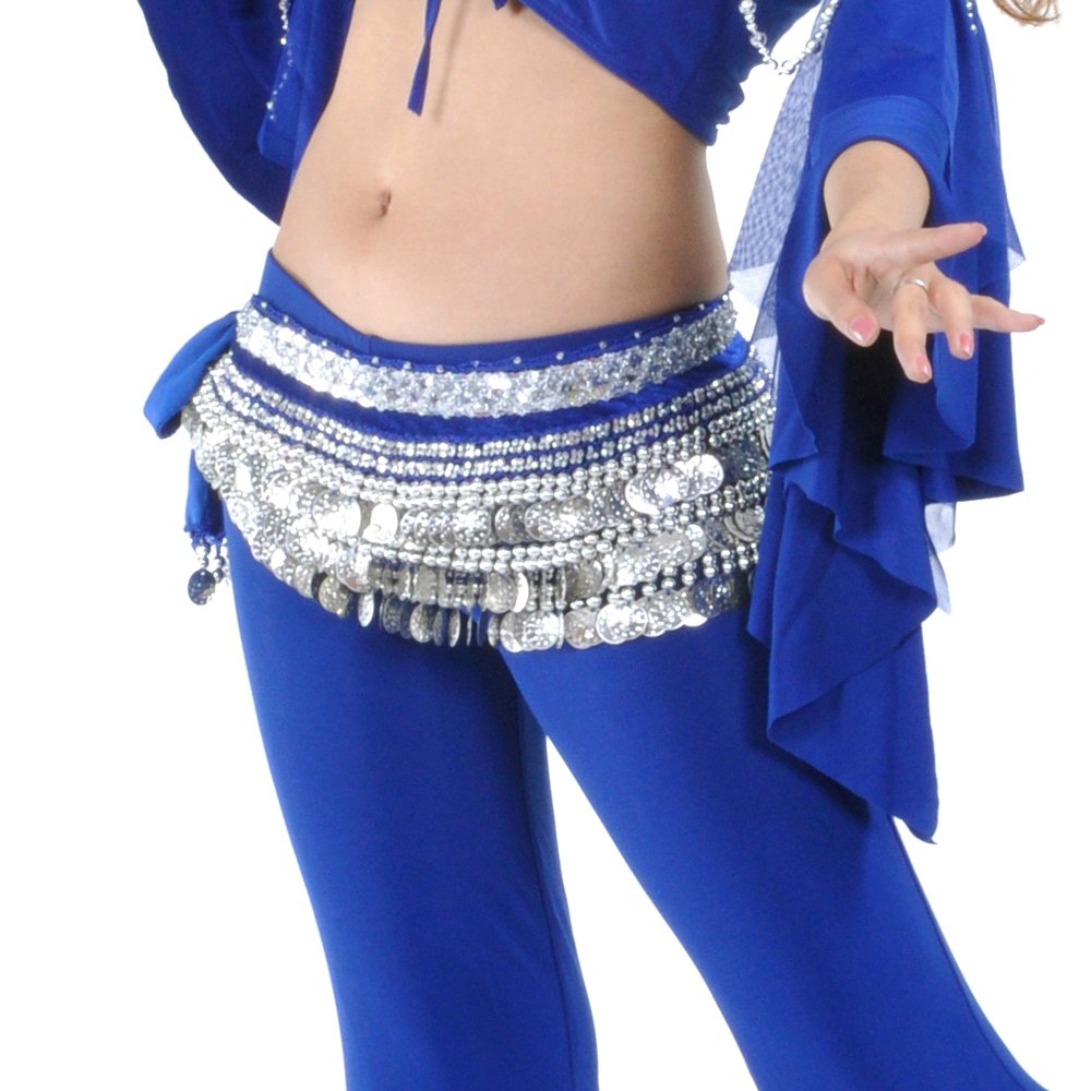 Belly Dance Hip Scarf with Multi-Row Silver Coins, Elegant Dance Skirt for Performances, Perfect Gift for Dancers and Fitness Enthusiasts, Ideal for Belly Dance Classes, Performances, and Cultural Events