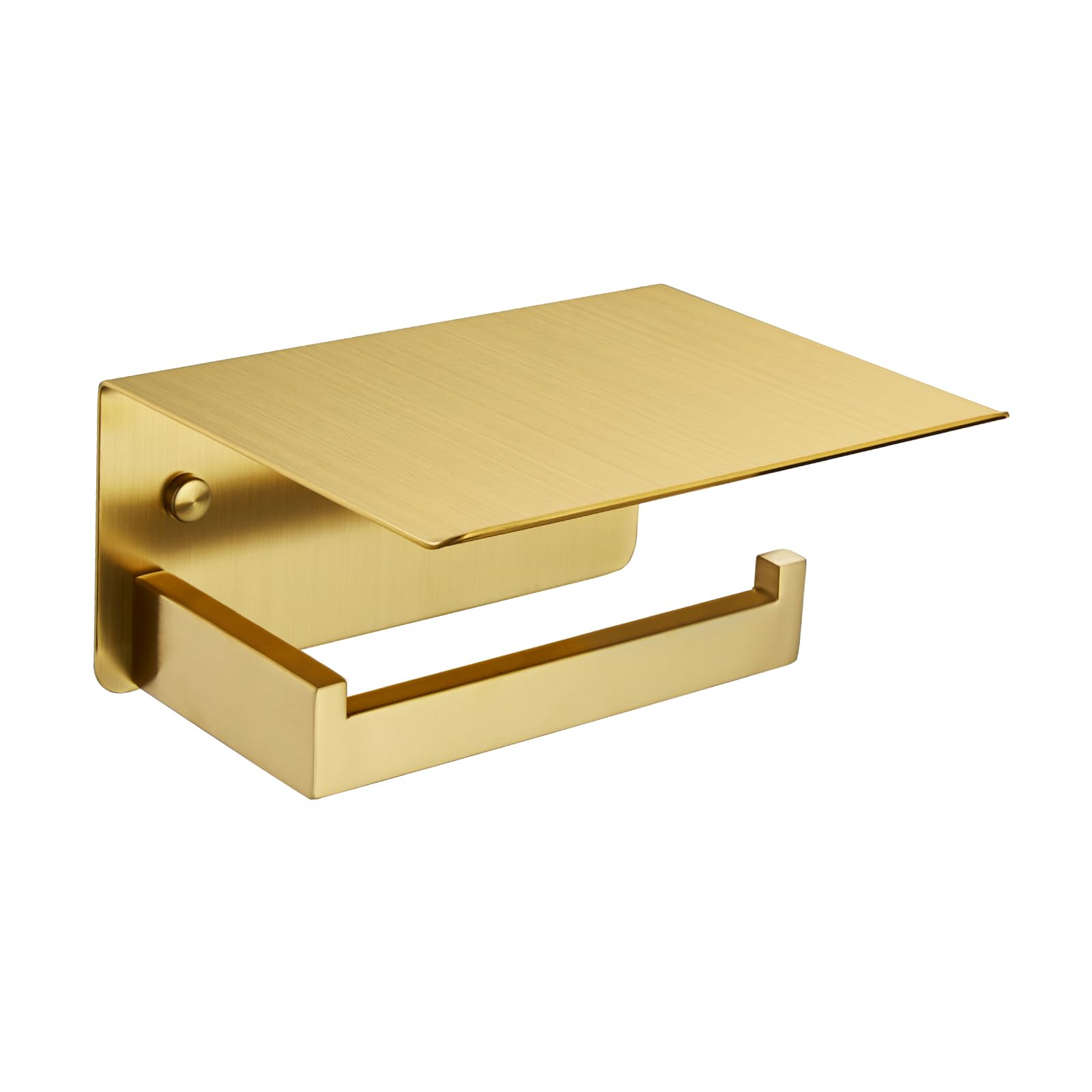 Modern Brushed Gold Toilet Paper Holder with Shelf - APLusee SUS 304 Stainless Steel Bathroom Tissue Roll Dispenser & Storage Organizer - Perfect for Contemporary Bathrooms, Powder Rooms, and Guest Baths